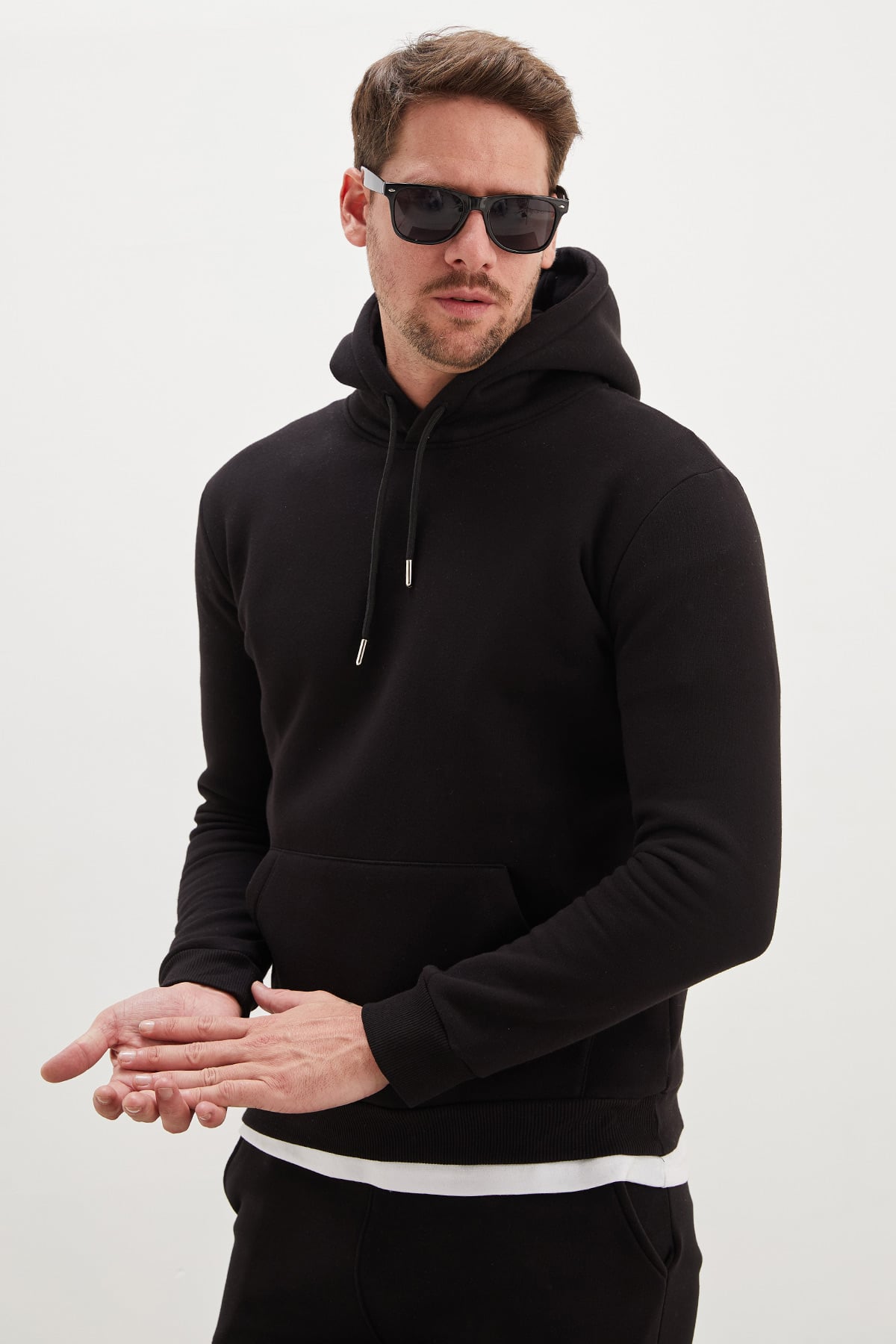 3 İplik Basic Kapüşonlu Kanguru Cepli Sweatshirt 5