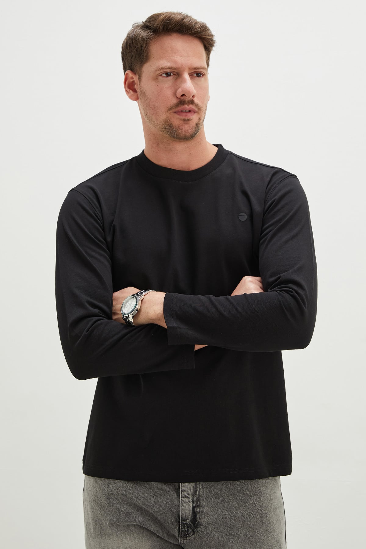 Baskılı Bisiklet Yaka Sweatshirt 7