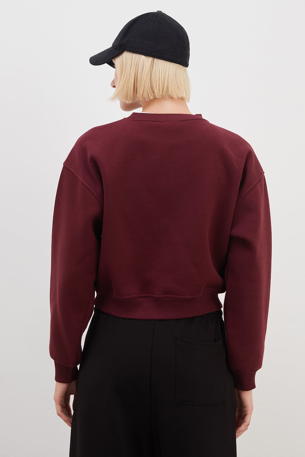 3 İplik Basic Ribanalı Crop Sweatshirt 7