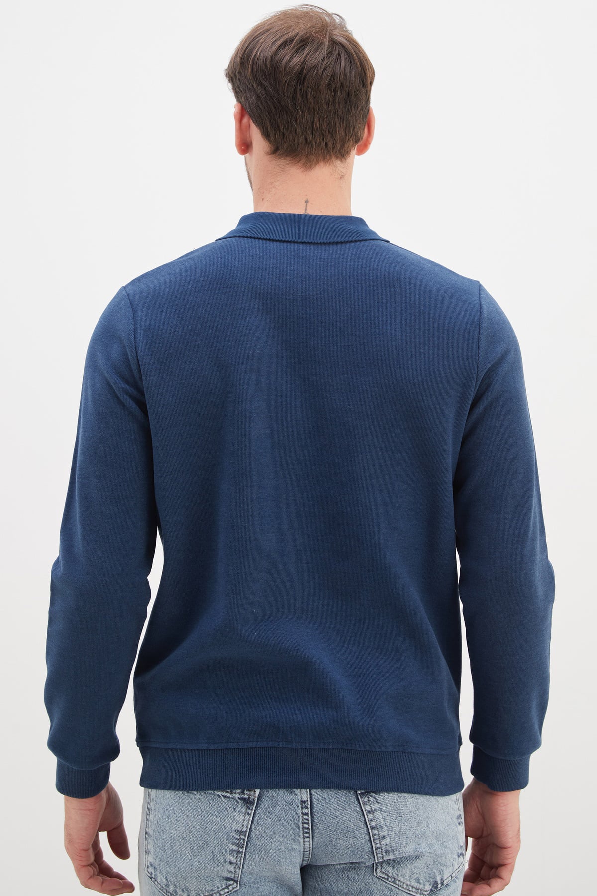 Fitilli Polo Yaka Yarım Fermuarlı Selanik Örme Sweatshirt 7