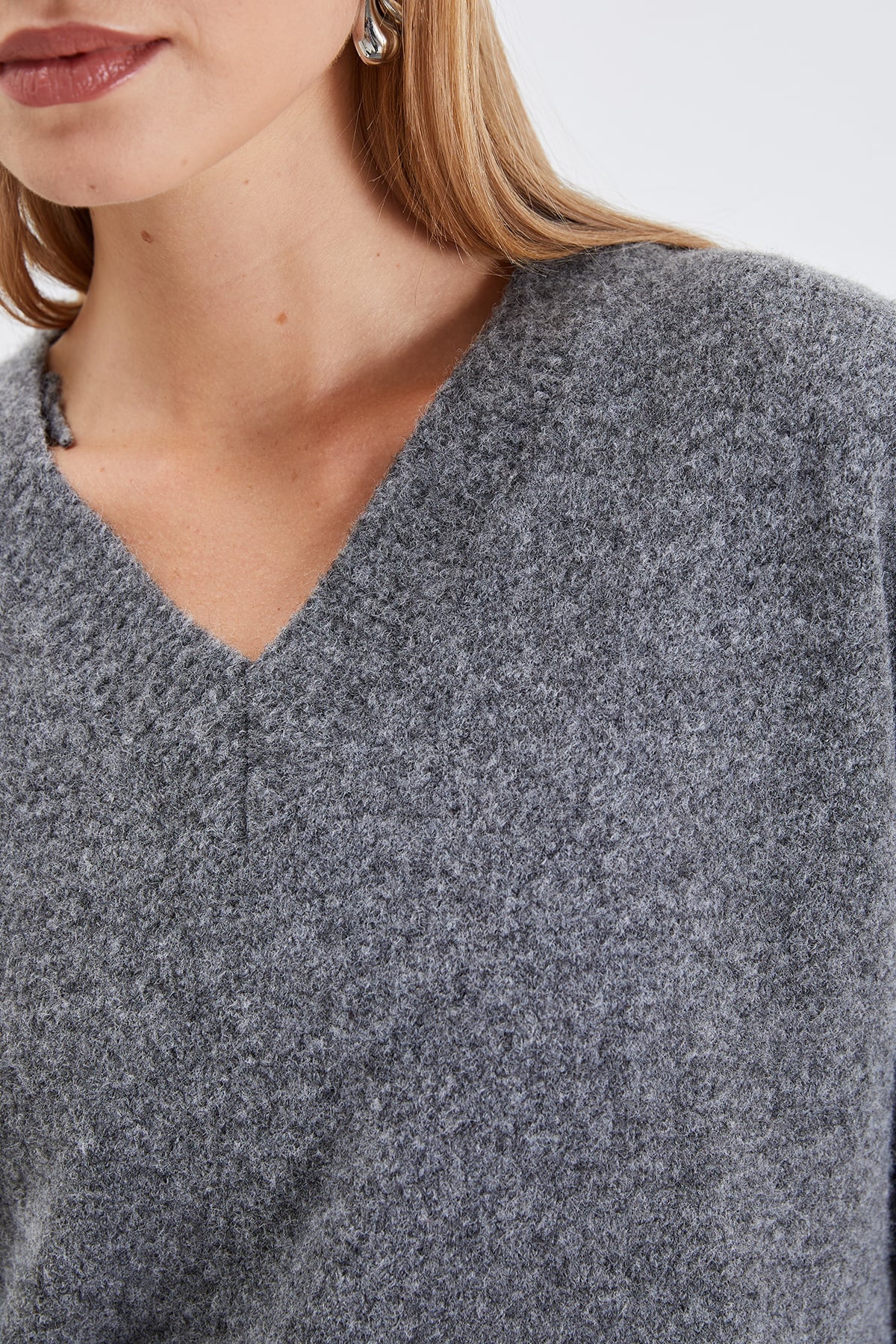 Basic V Yaka Oversize Triko Kazak 7