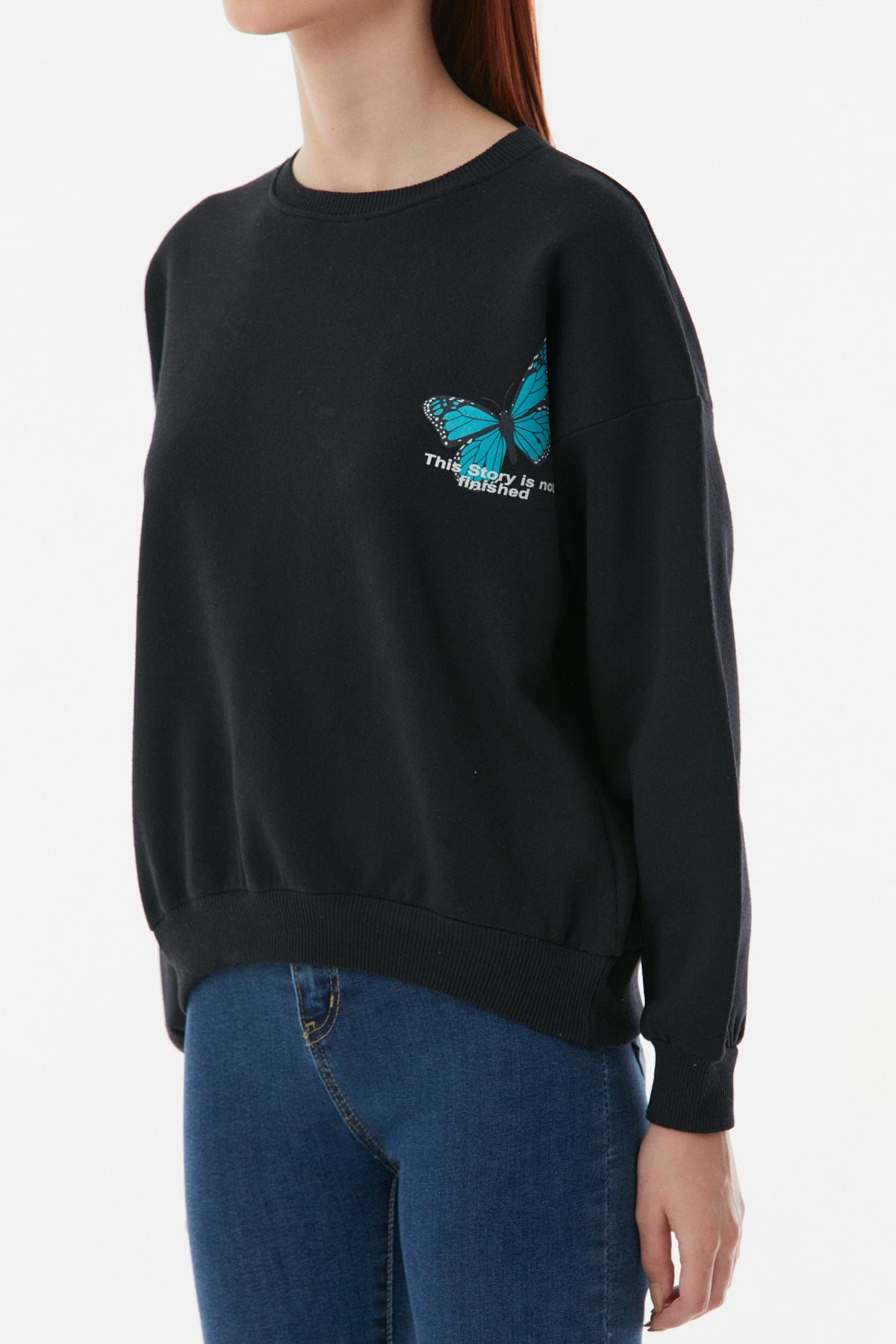 Kelebek Baskılı Oversize Sweatshirt 6