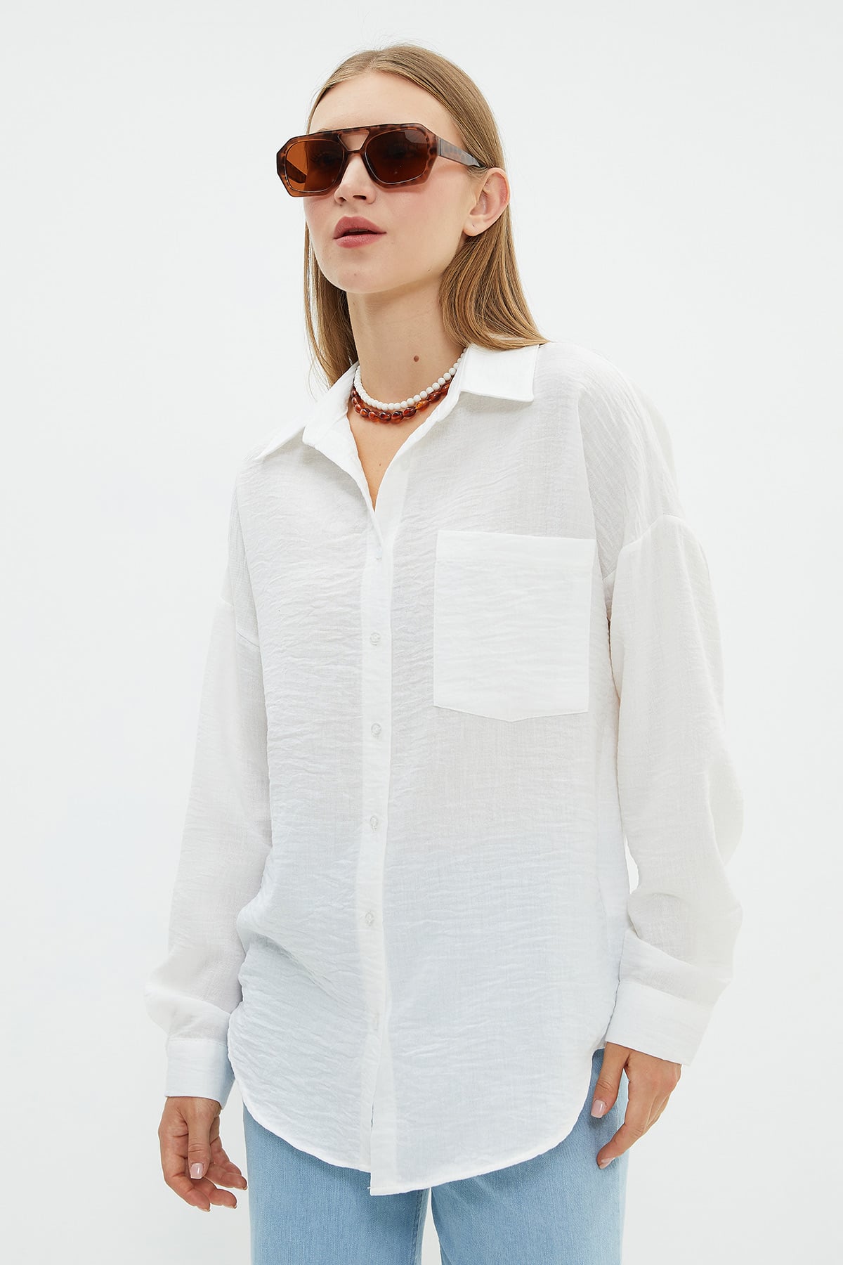 Basic Tek Cepli Oversize Gömlek 6