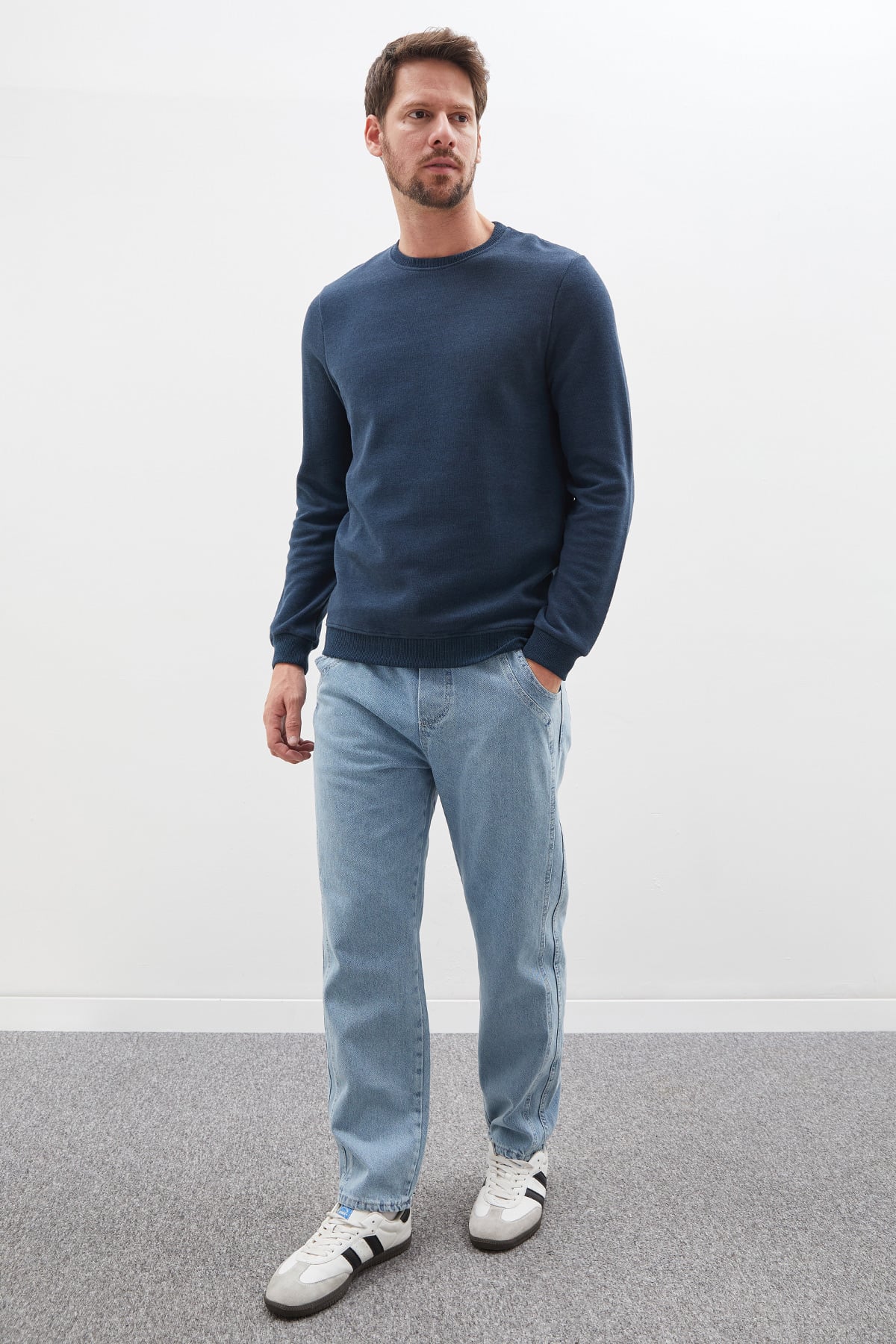 Fitilli Bisiklet Yaka Selanik Örgü Sweatshirt 4