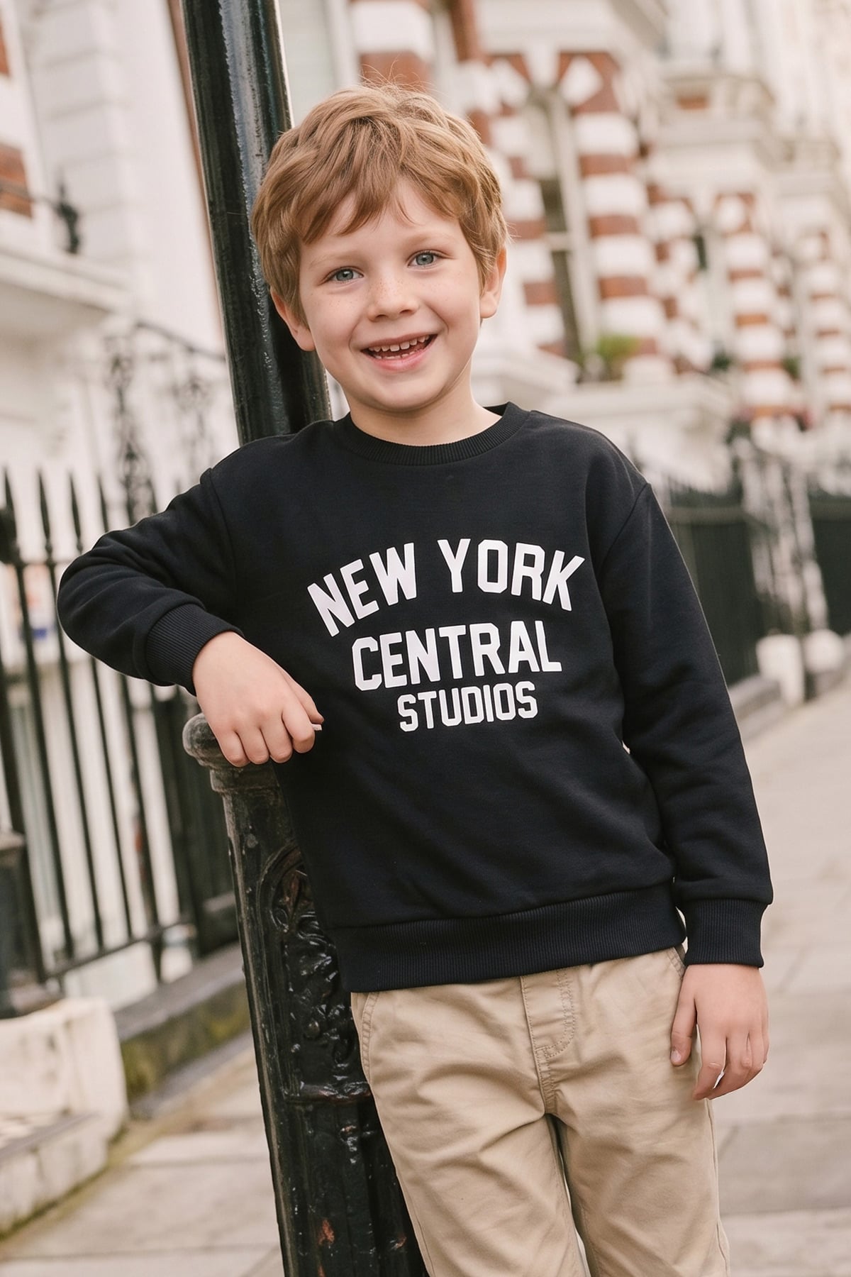 3 İ̇plik New York Baskılı Erkek Çocuk Sweatshirt