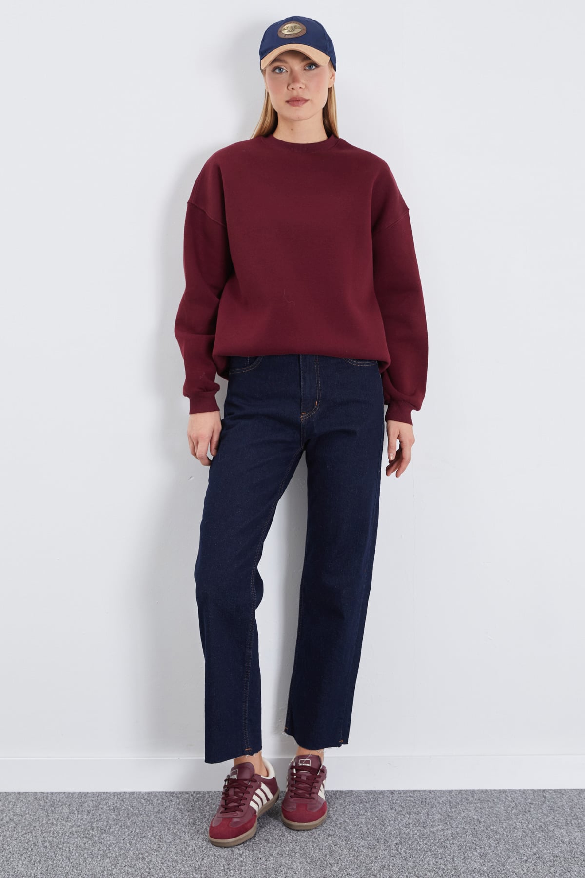 3 İplik Basic Bisiklet Yaka Oversize Sweatshirt 6