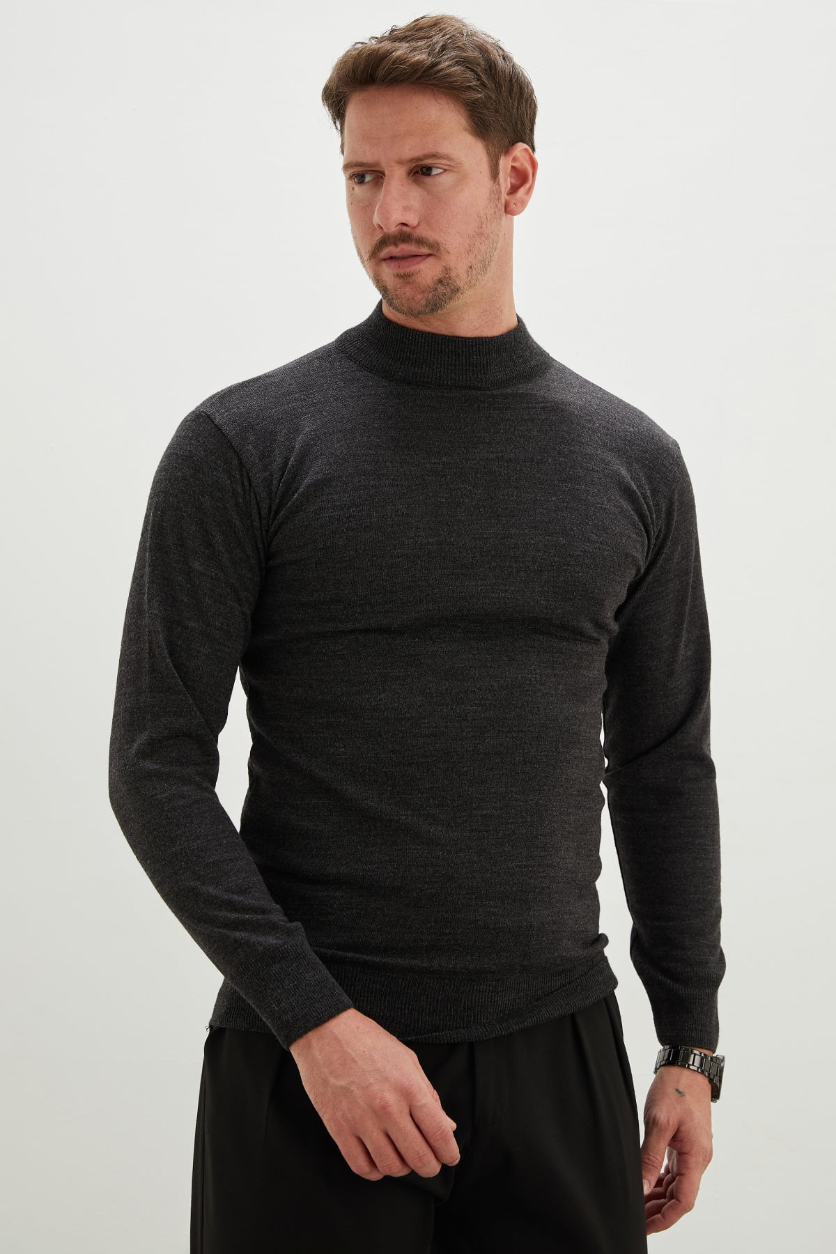 Basic Dik Yaka Regular Fit Triko Kazak 4
