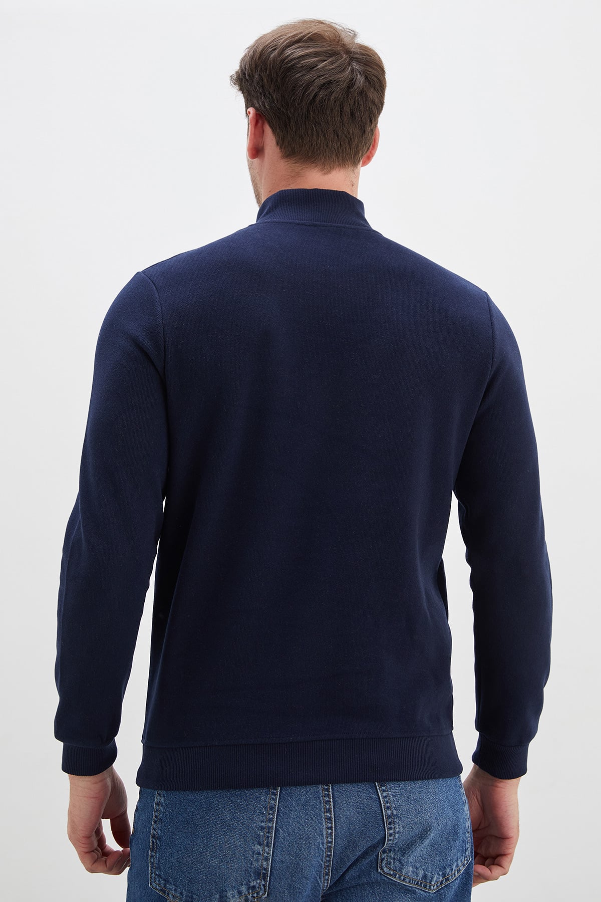 Fitilli Dik Yaka Yarım Fermuarlı Sweatshirt 6
