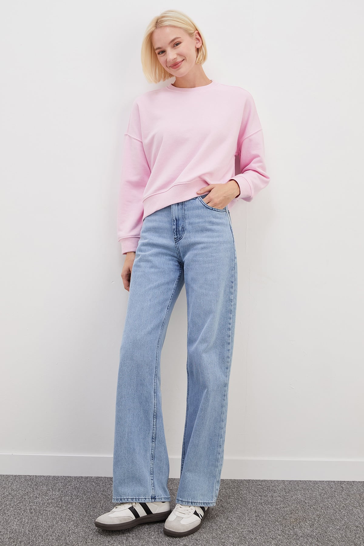 3 İplik Şardonsuz Basic Bisiklet Yaka Sweatshirt 7
