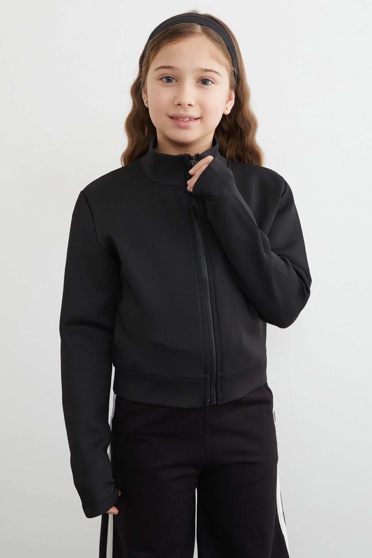 Fermuarlı Dalgıç Kumaş Kız Çocuk Sweatshirt 5