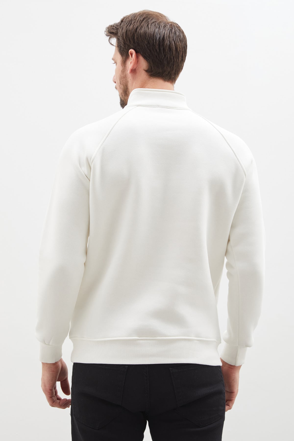 Erkek Antrasit 3 İplik Yarım Fermuarlı Dik Yaka Kanguru Cepli Sweatshirt 8