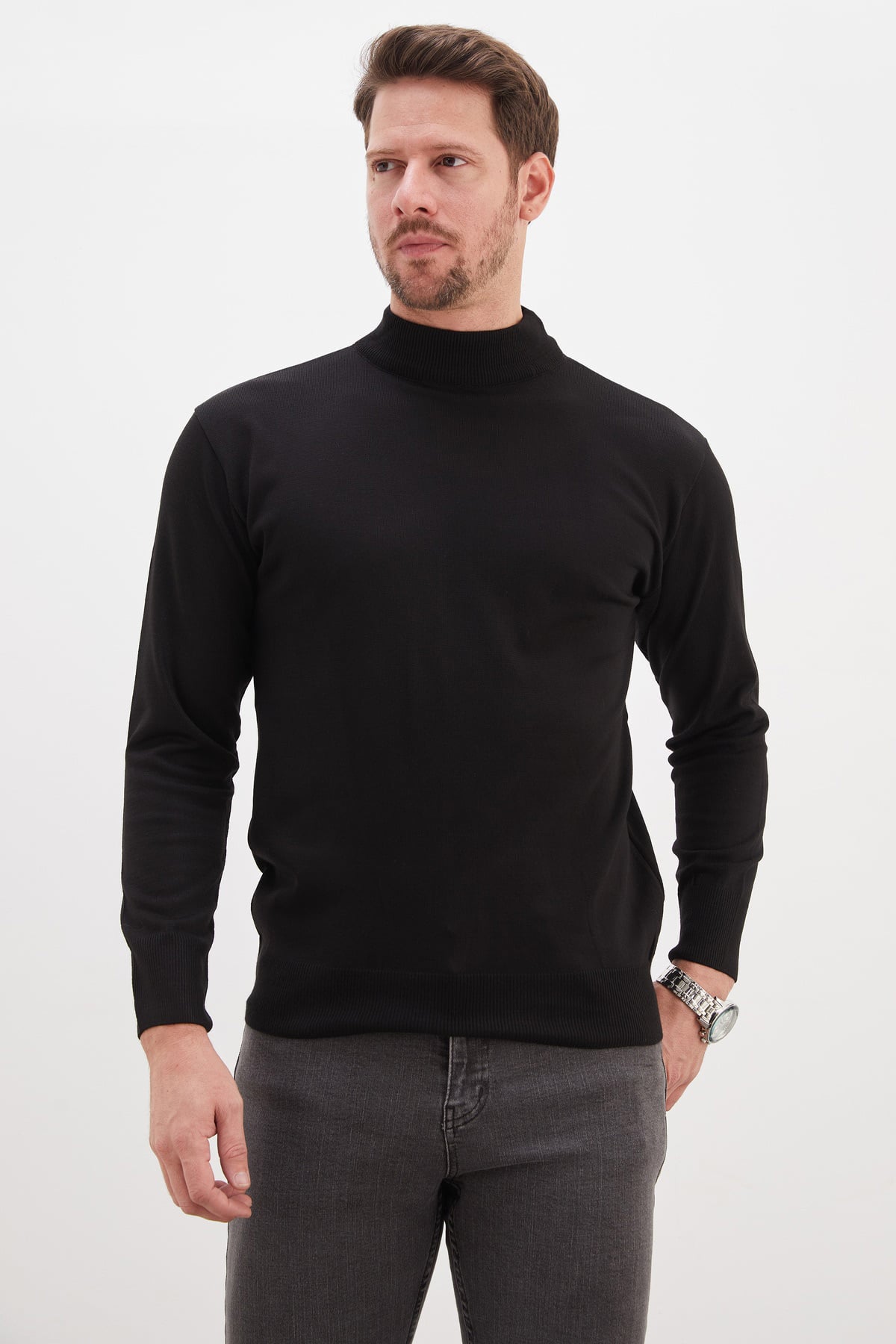 Basic Dik Yaka Regular Fit Triko Kazak