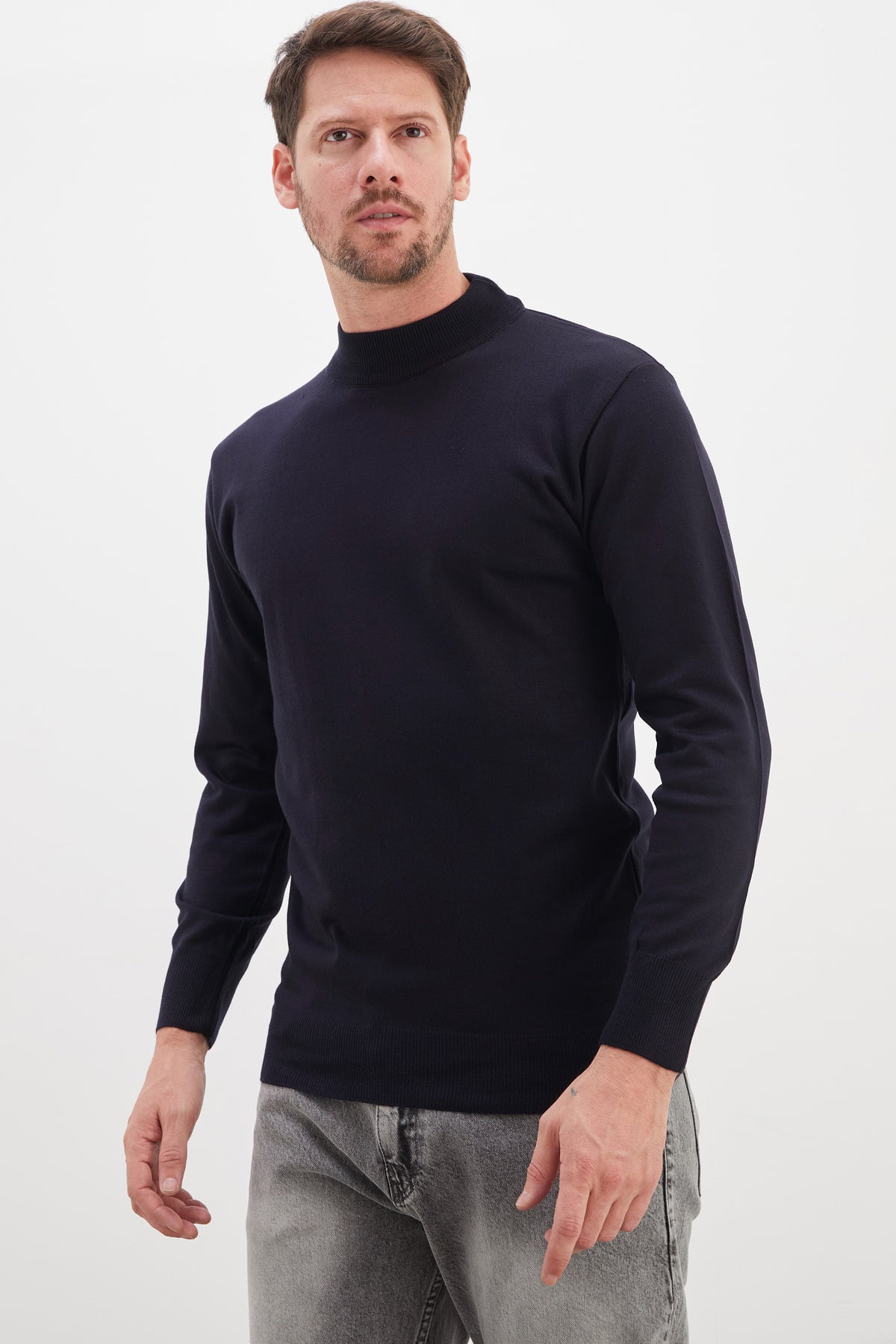 Basic Dik Yaka Regular Fit Triko Kazak 7
