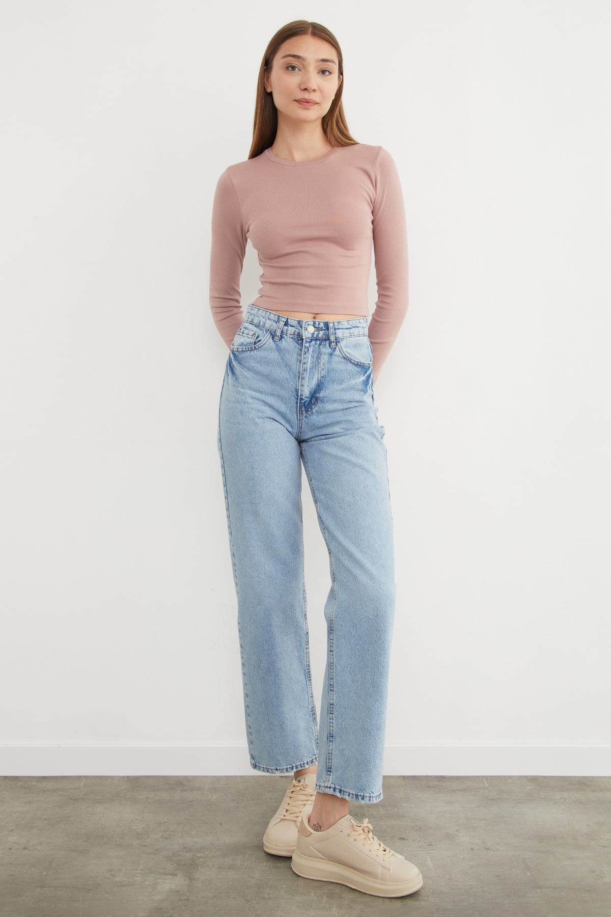 Basic Bisiklet Yaka Uzun Kollu Crop Body 4