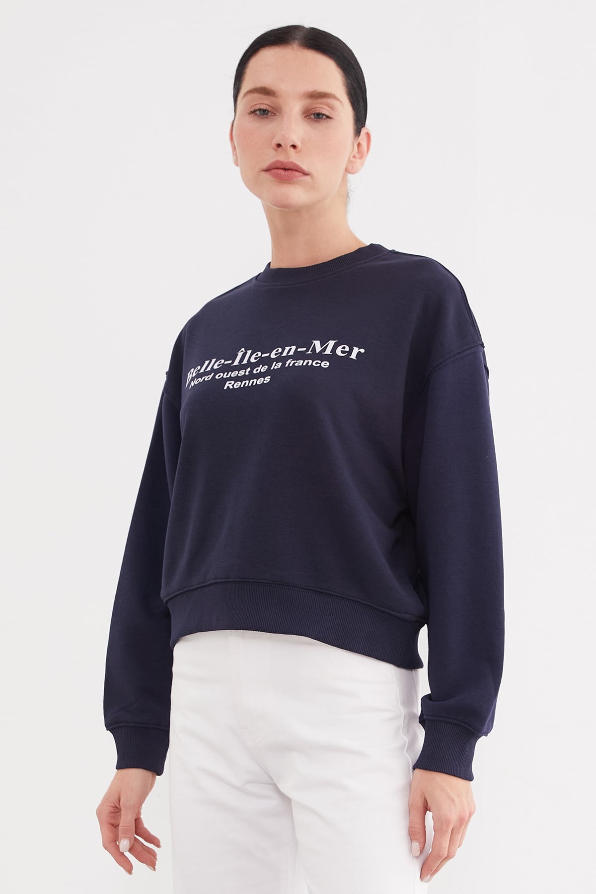 Erkek Siyah Oversize 3 İplik Şardonlu Yazı Baskılı Sweatshirt 6