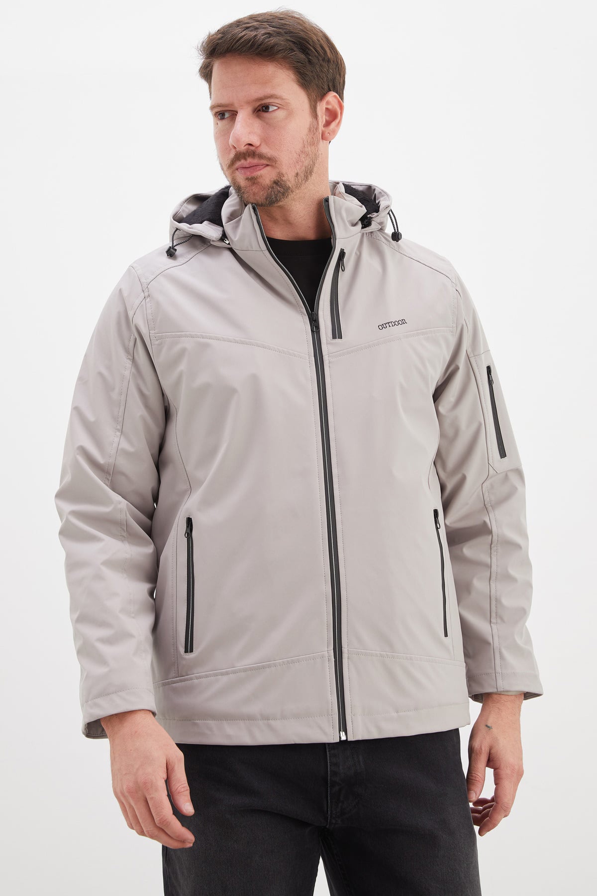 Fermuarlı Çıkarılabilir Kapüşonlu Softshell Mont 2