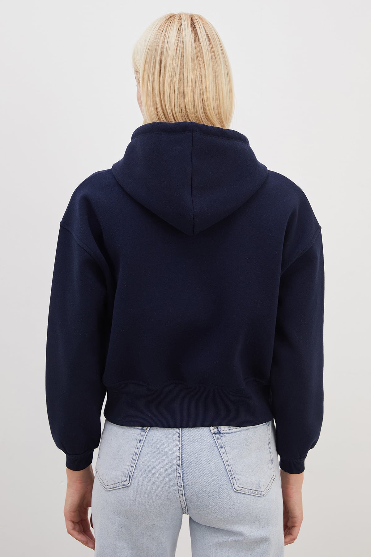 3 İplik Basic Fermuarlı Kapüşonlu Sweatshirt 8