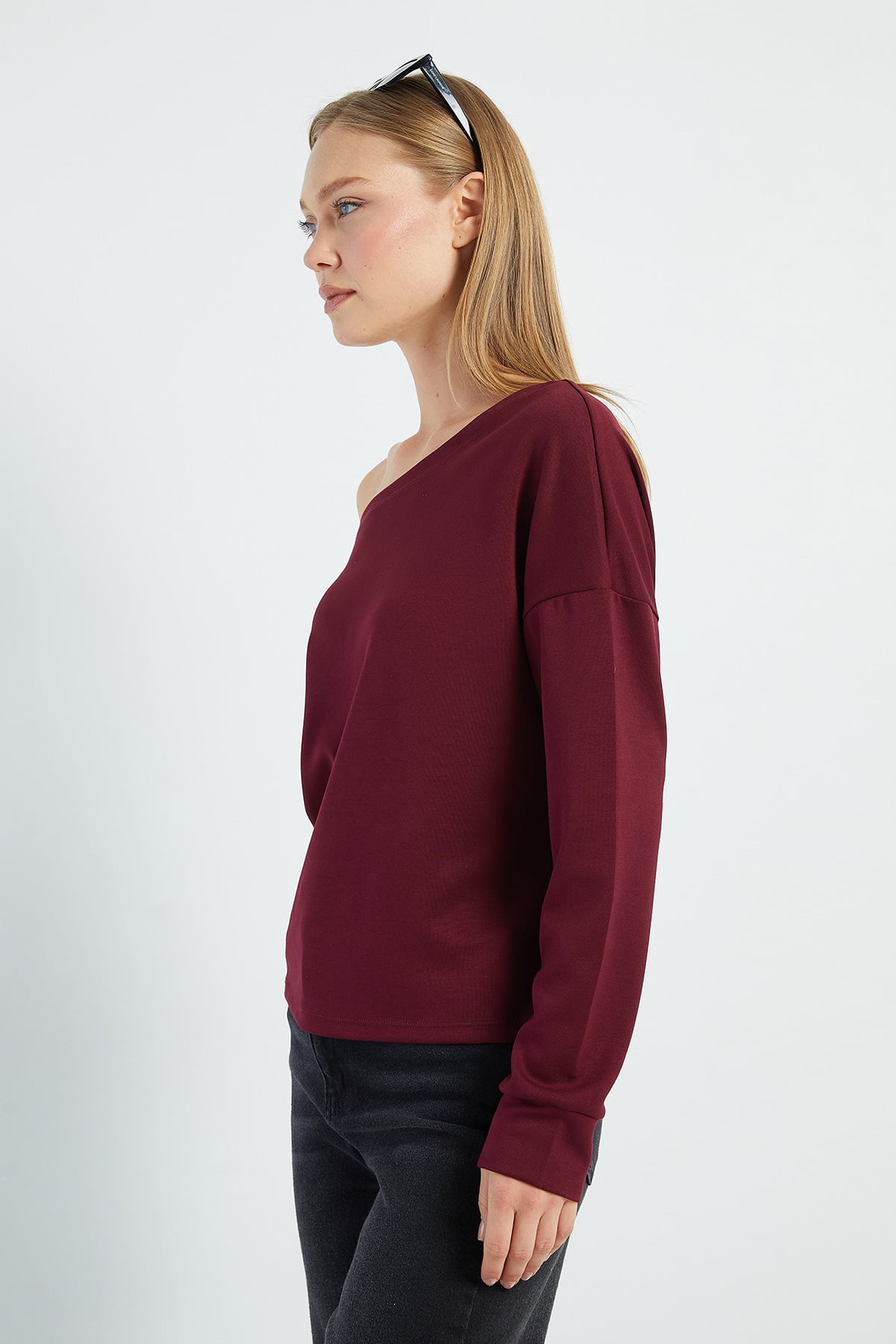 Basic Kayık Yaka Modal Sweatshirt 4