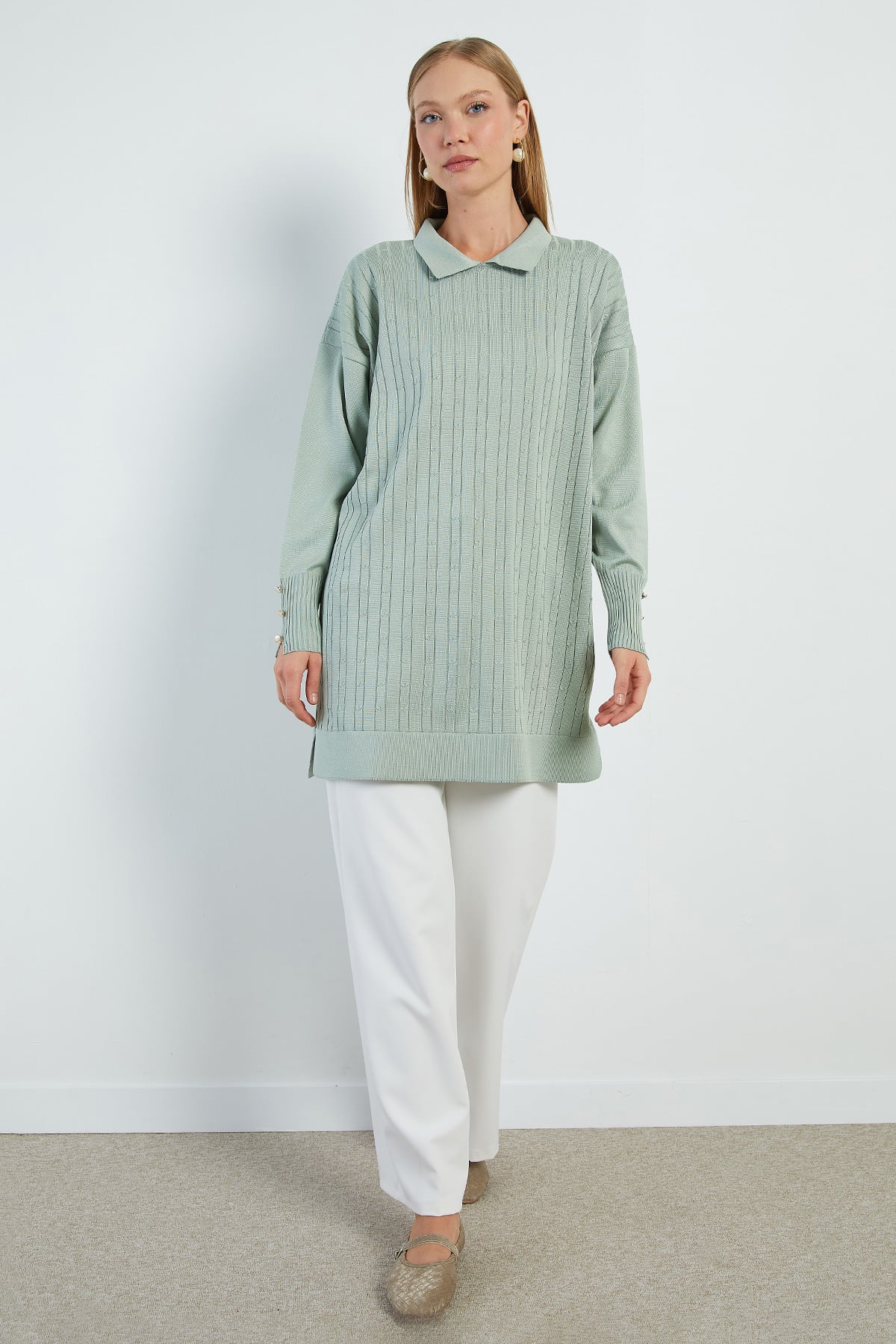 Fullamodest Jakarlı Polo Yaka Tunik 4