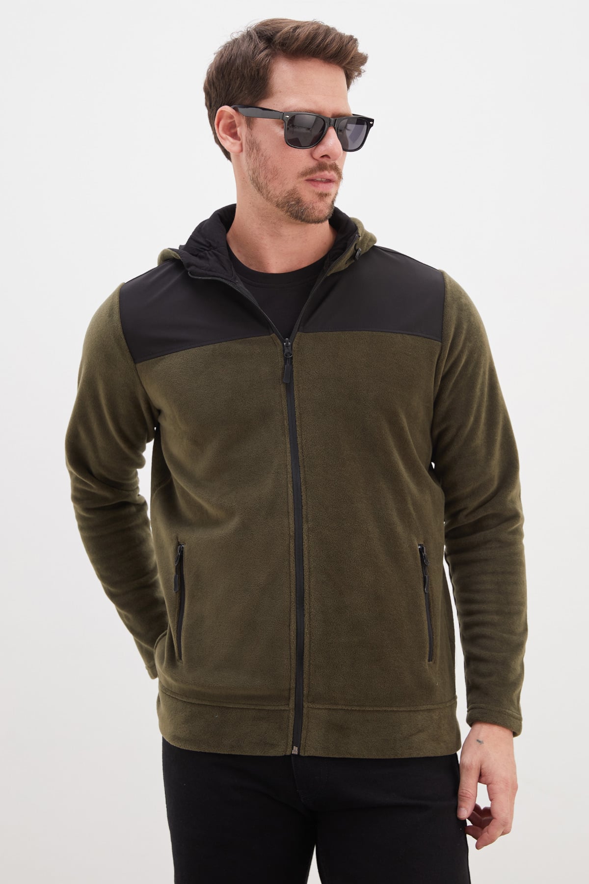 Fermuarlı Kapüşonlu Polar Sweatshirt 6