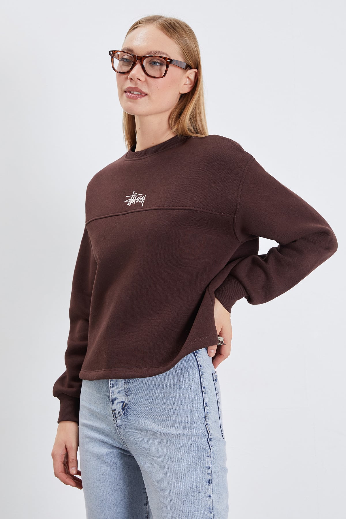 3 İplik İmza Nakışlı Stoperli Oversize Sweatshirt 5
