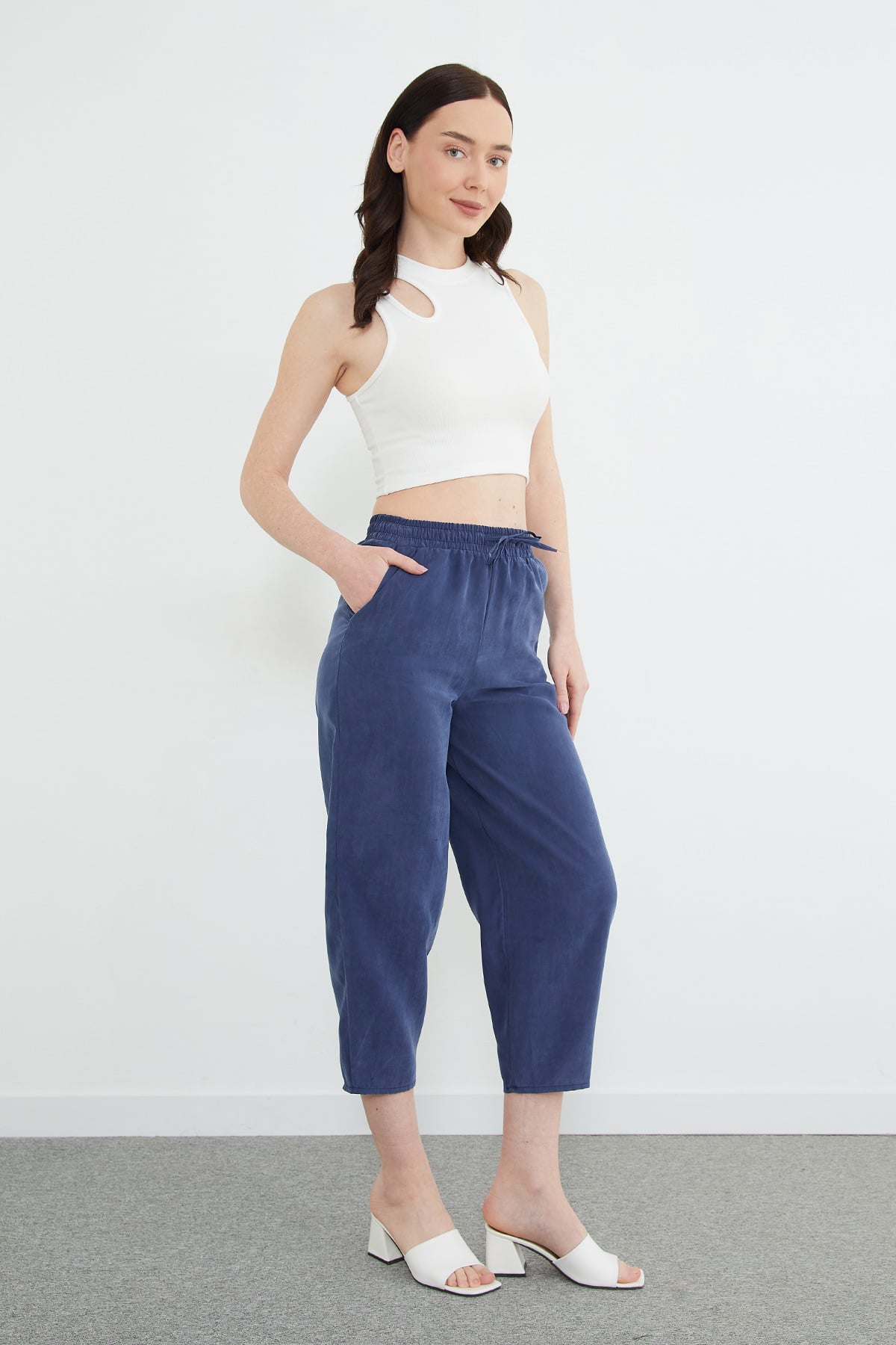 Beli Lastikli Cepli Tencel Kumaş Pantolon 3
