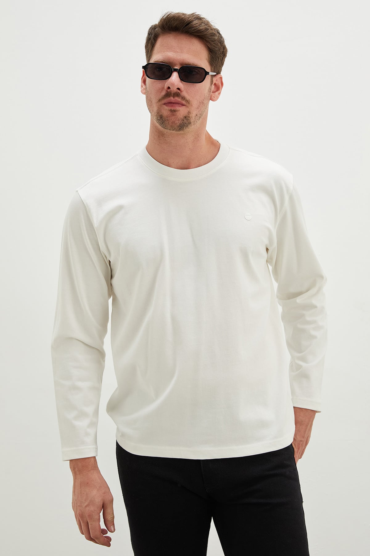 Erkek Siyah Baskılı Bisiklet Yaka Oversize Sweatshirt 4