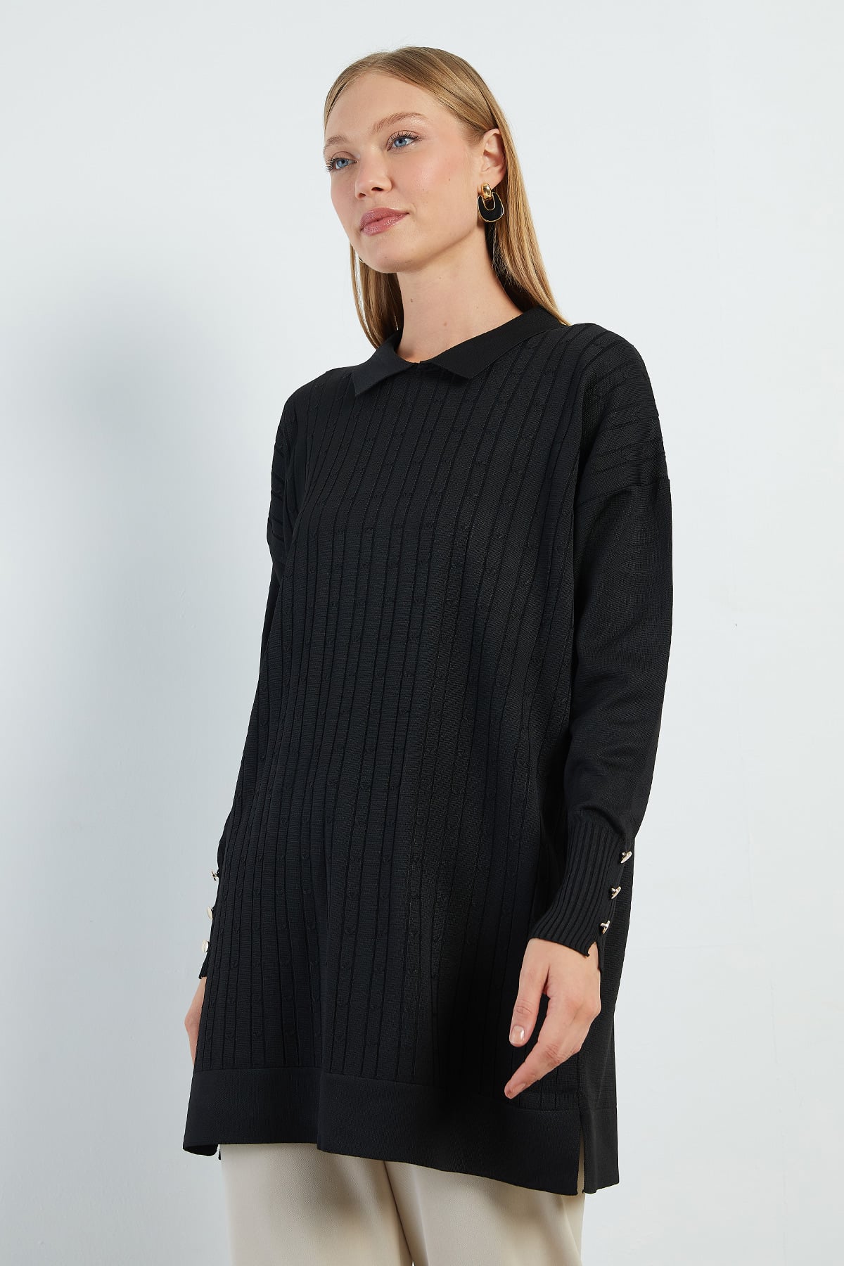 Fullamodest Jakarlı Polo Yaka Tunik 5