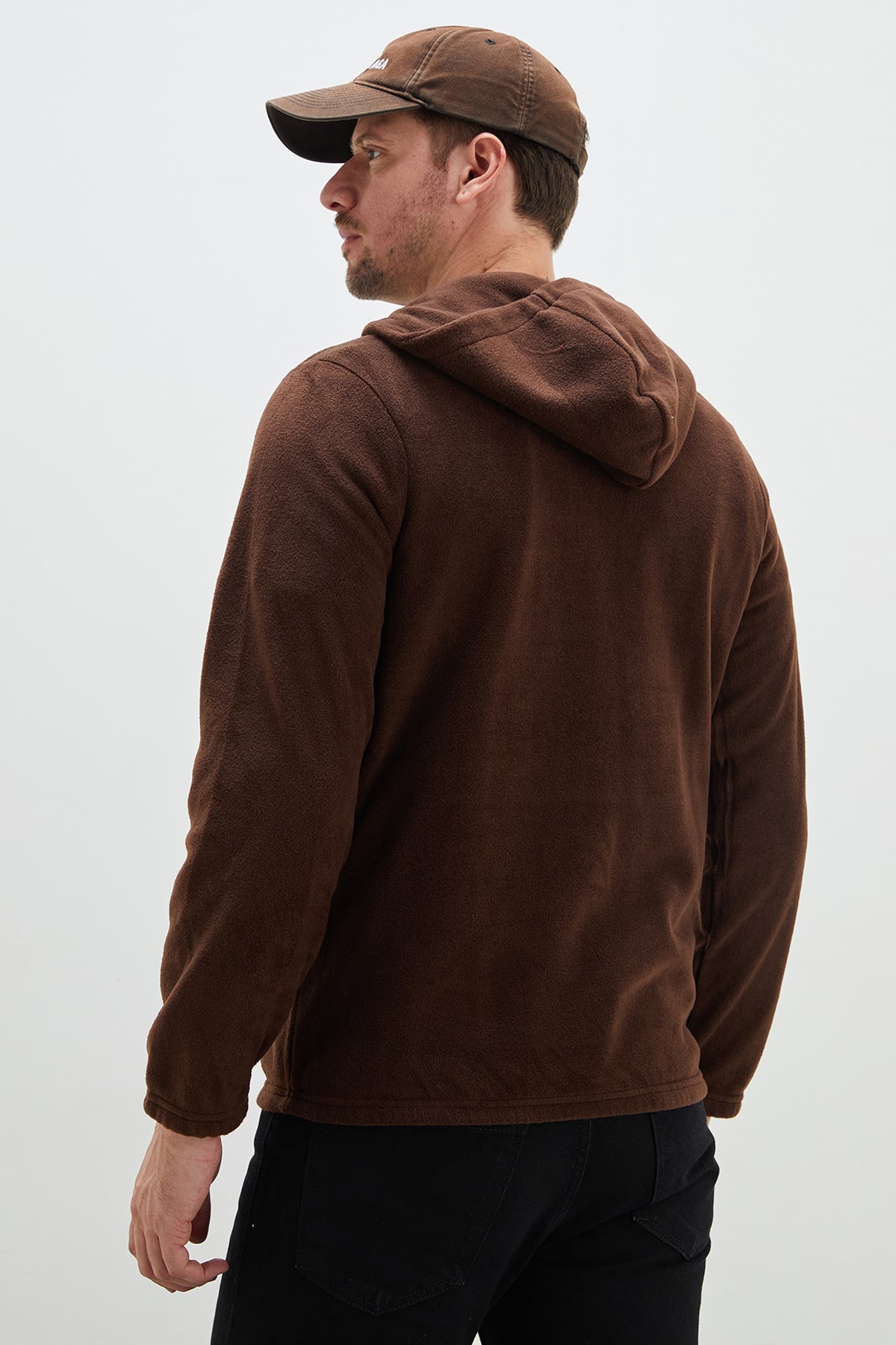 Yarım Fermuarlı Kapüşonlu Polar Sweatshirt 8