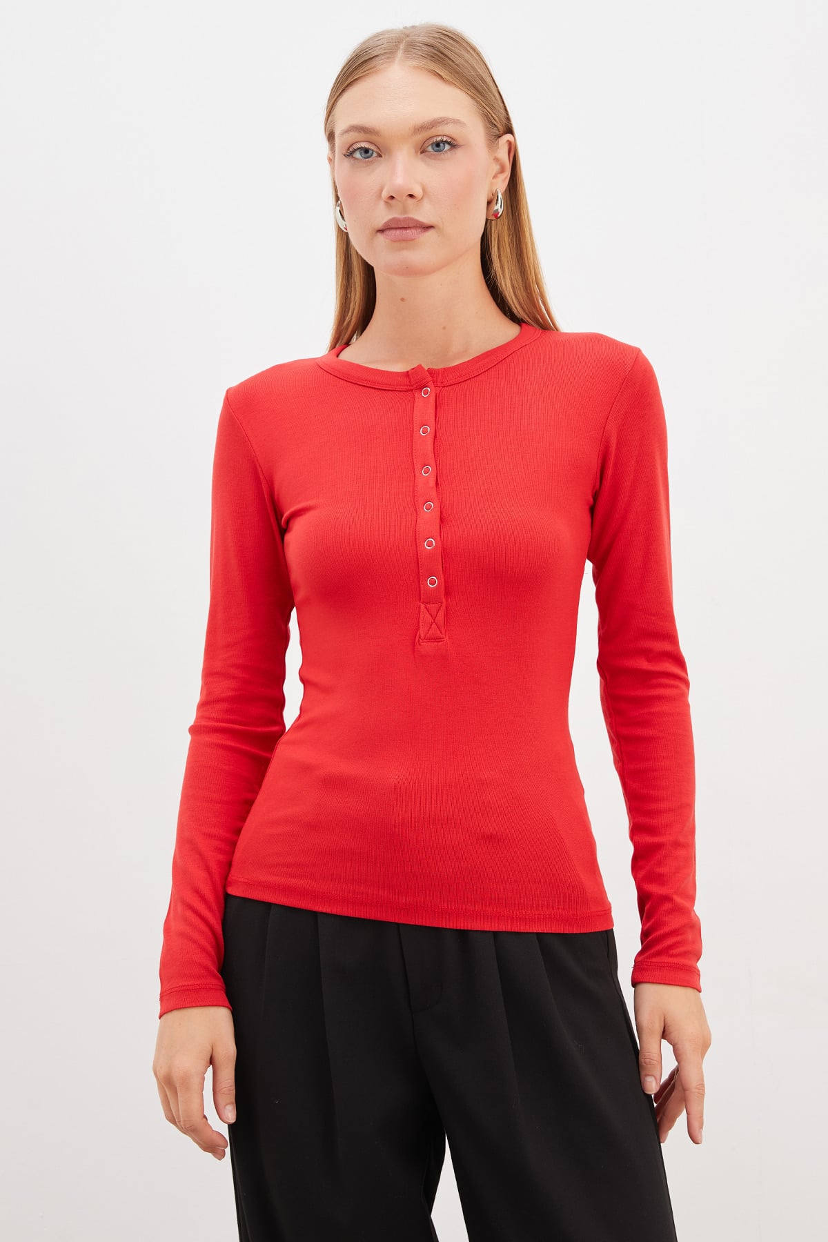 Yarım Çıtçıtlı Slim Fit Bluz 5