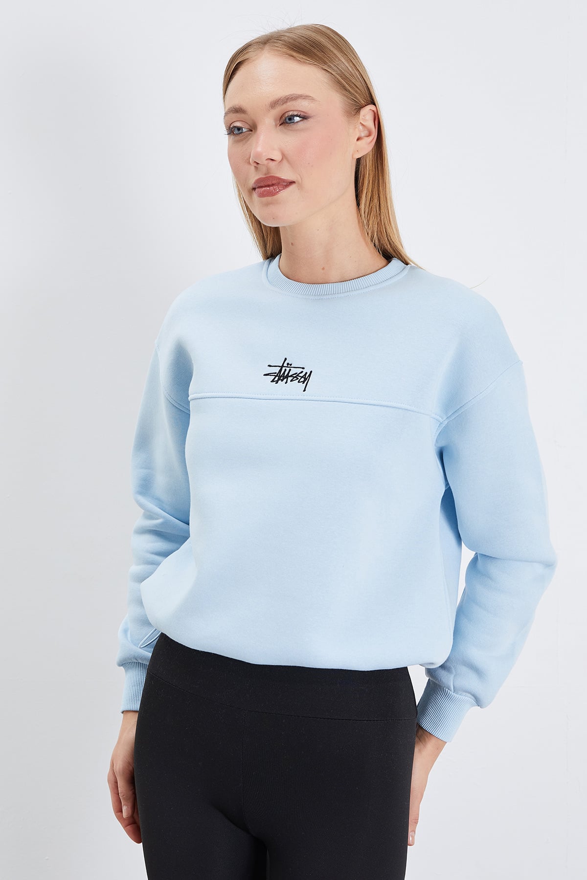 3 İplik İmza Nakışlı Stoperli Oversize Sweatshirt 7