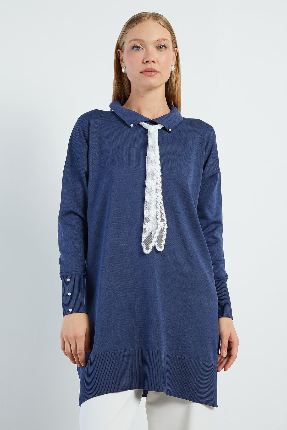 Fullamodest Dantel Fularlı Triko Tunik 2