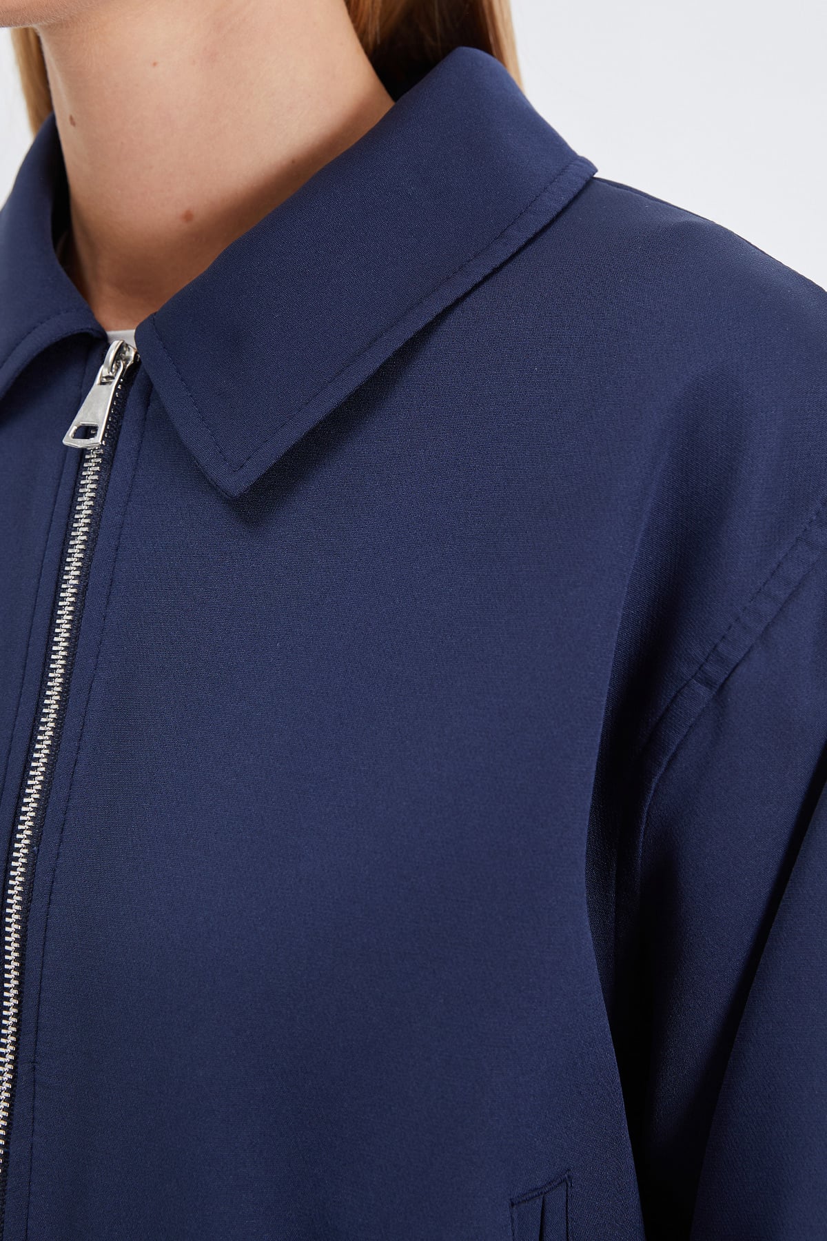 Fermuarlı Polo Yaka Bomber Ceket 8
