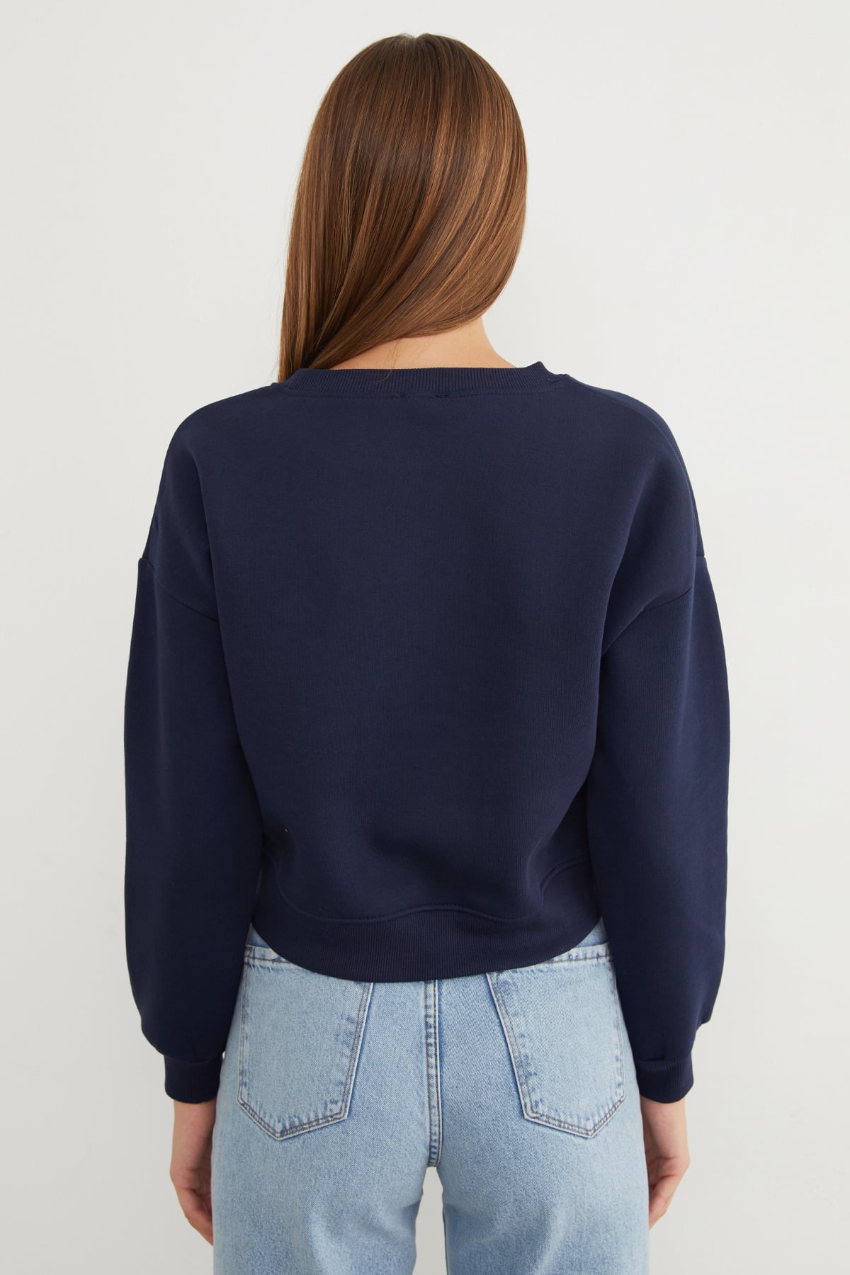 3 İplik Kalp Nakışlı Bisiklet Yaka Sweatshirt 6