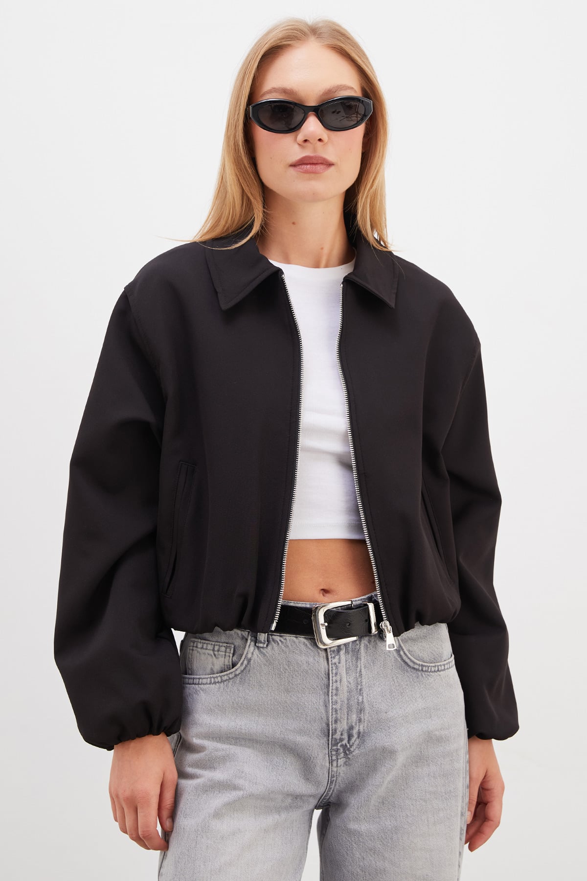 Fermuarlı Polo Yaka Bomber Ceket 4