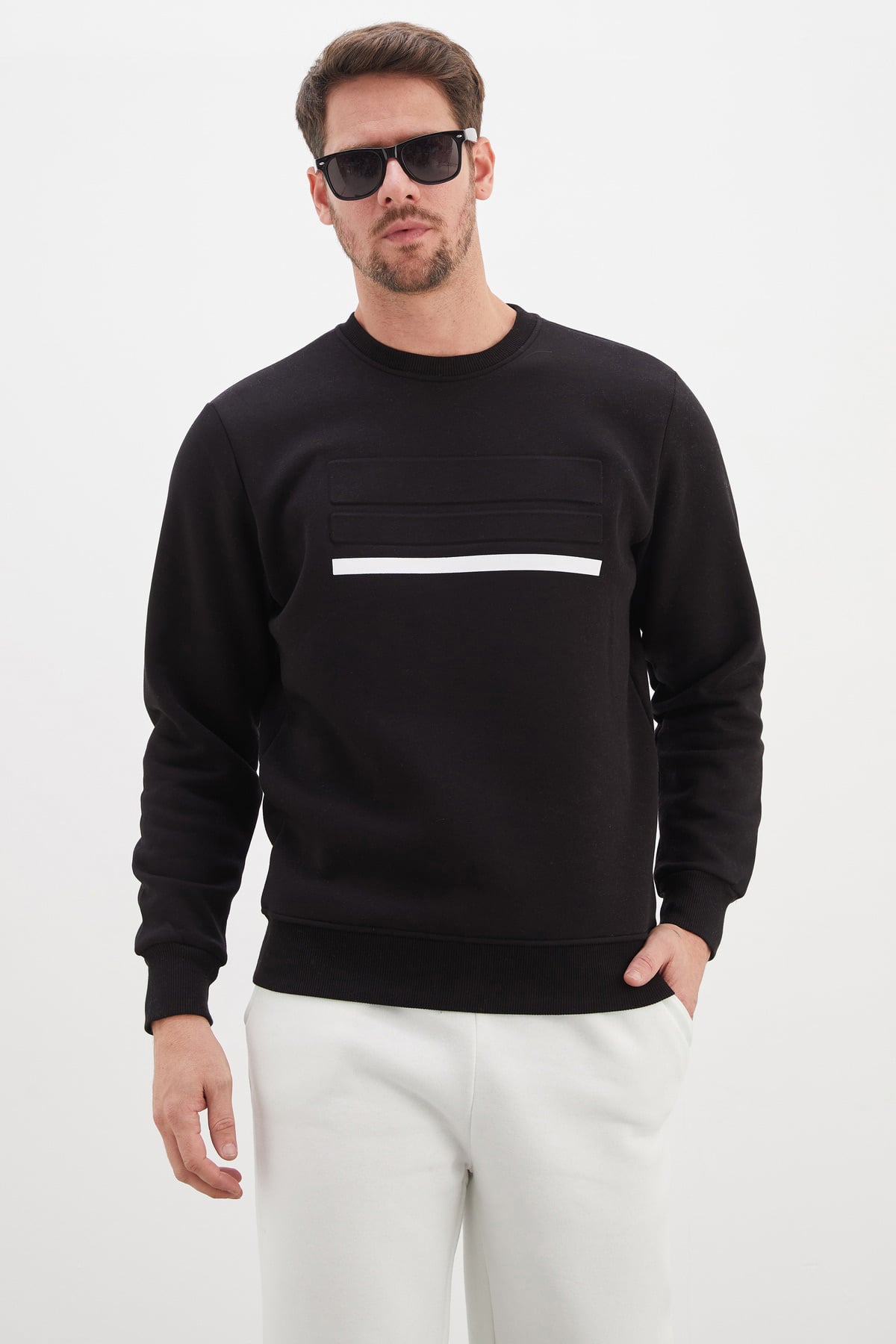 3 İplik Baskılı Bisiklet Yaka Sweatshirt 2