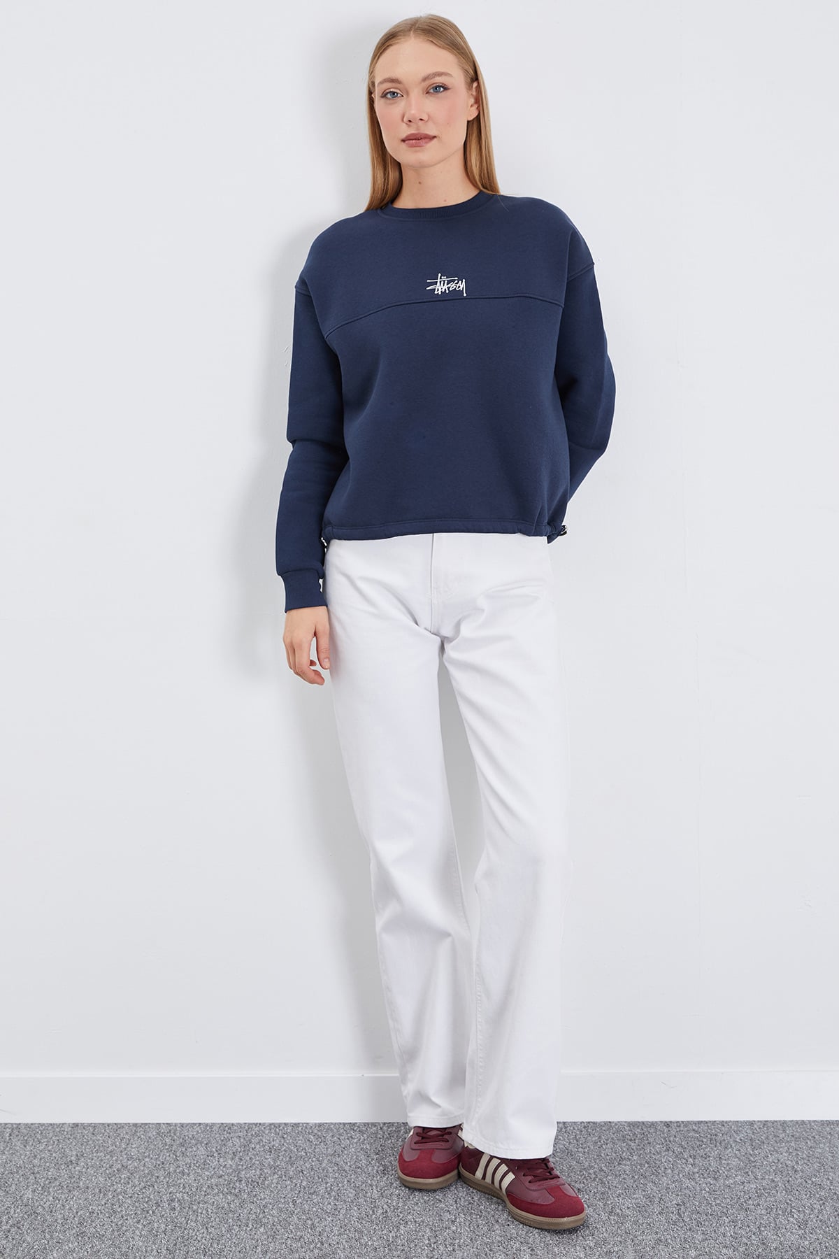 3 İplik İmza Nakışlı Stoperli Oversize Sweatshirt 4
