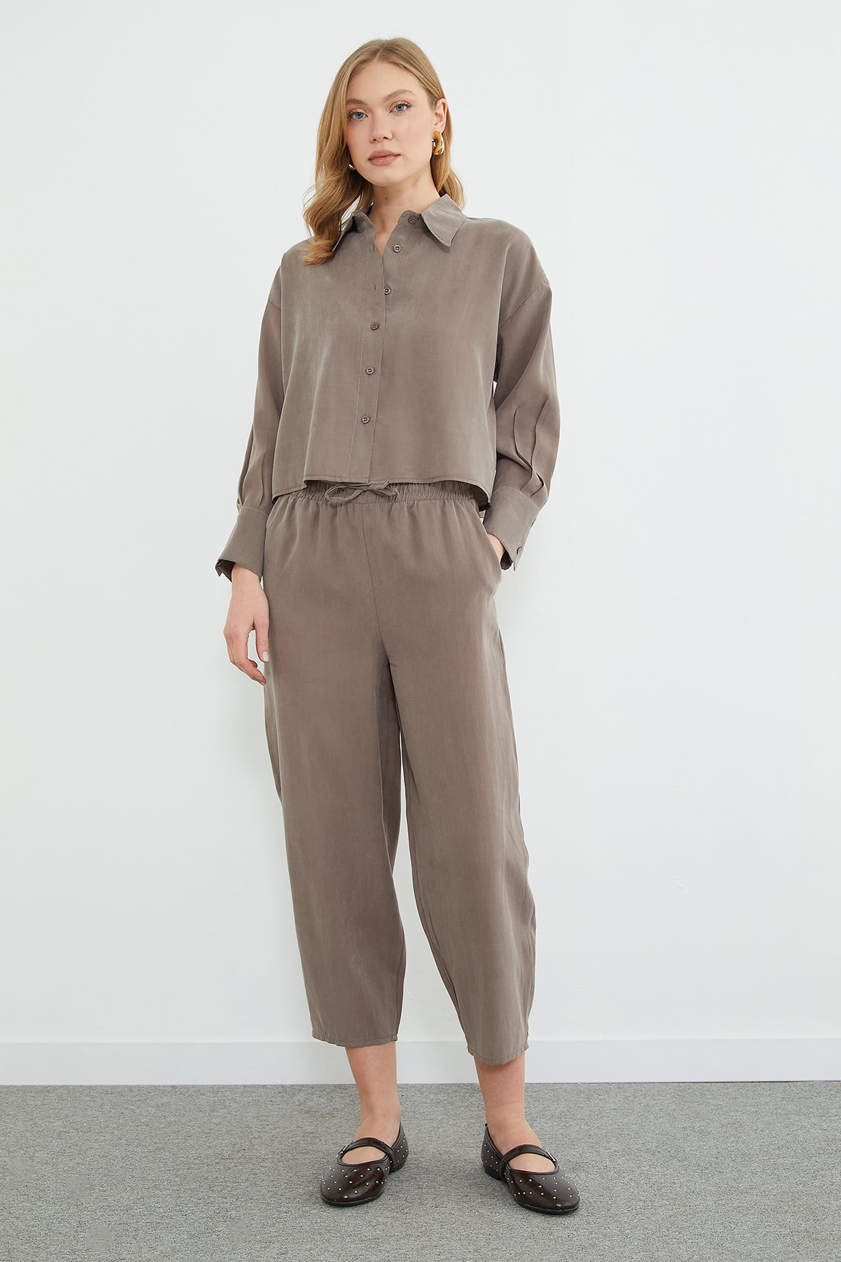Beli Lastikli Cepli Tencel Kumaş Pantolon