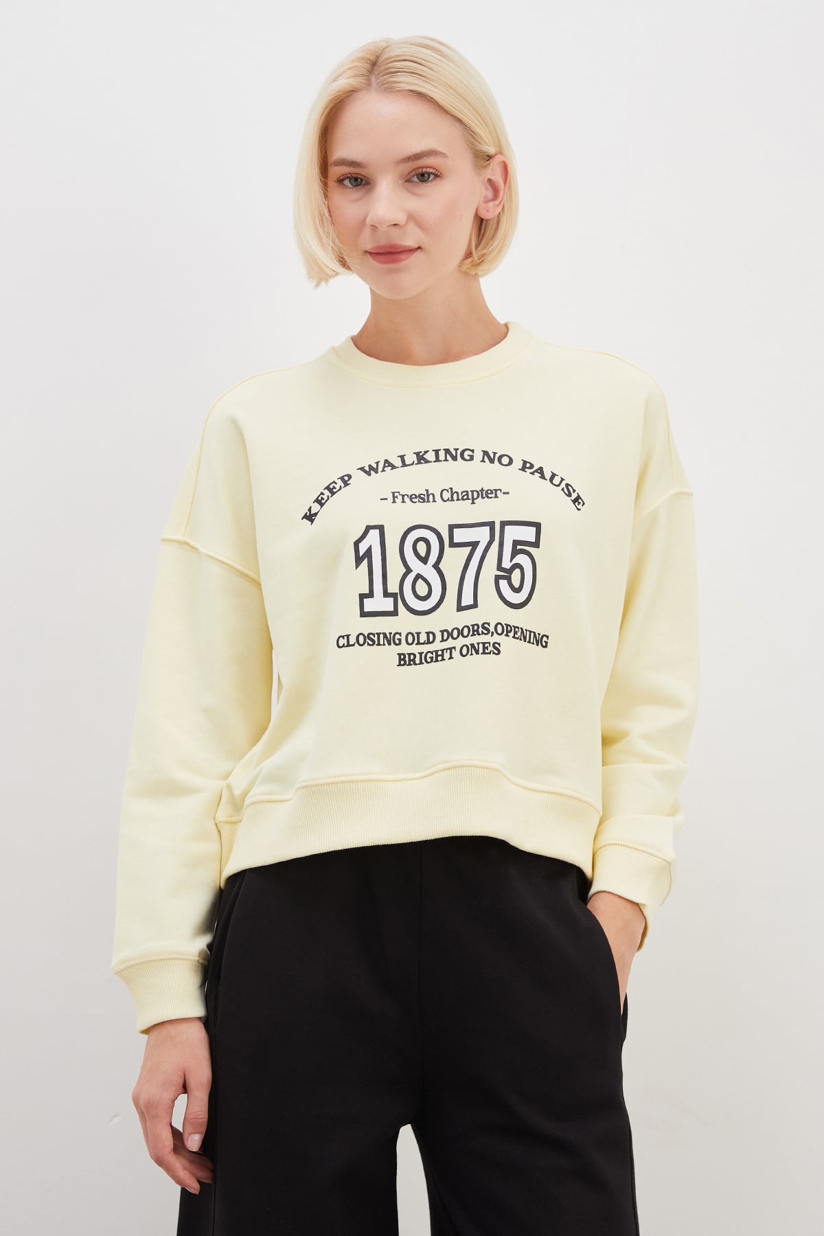 3 İplik Şardonsuz 1875 Baskılı Oversize Sweatshirt 7