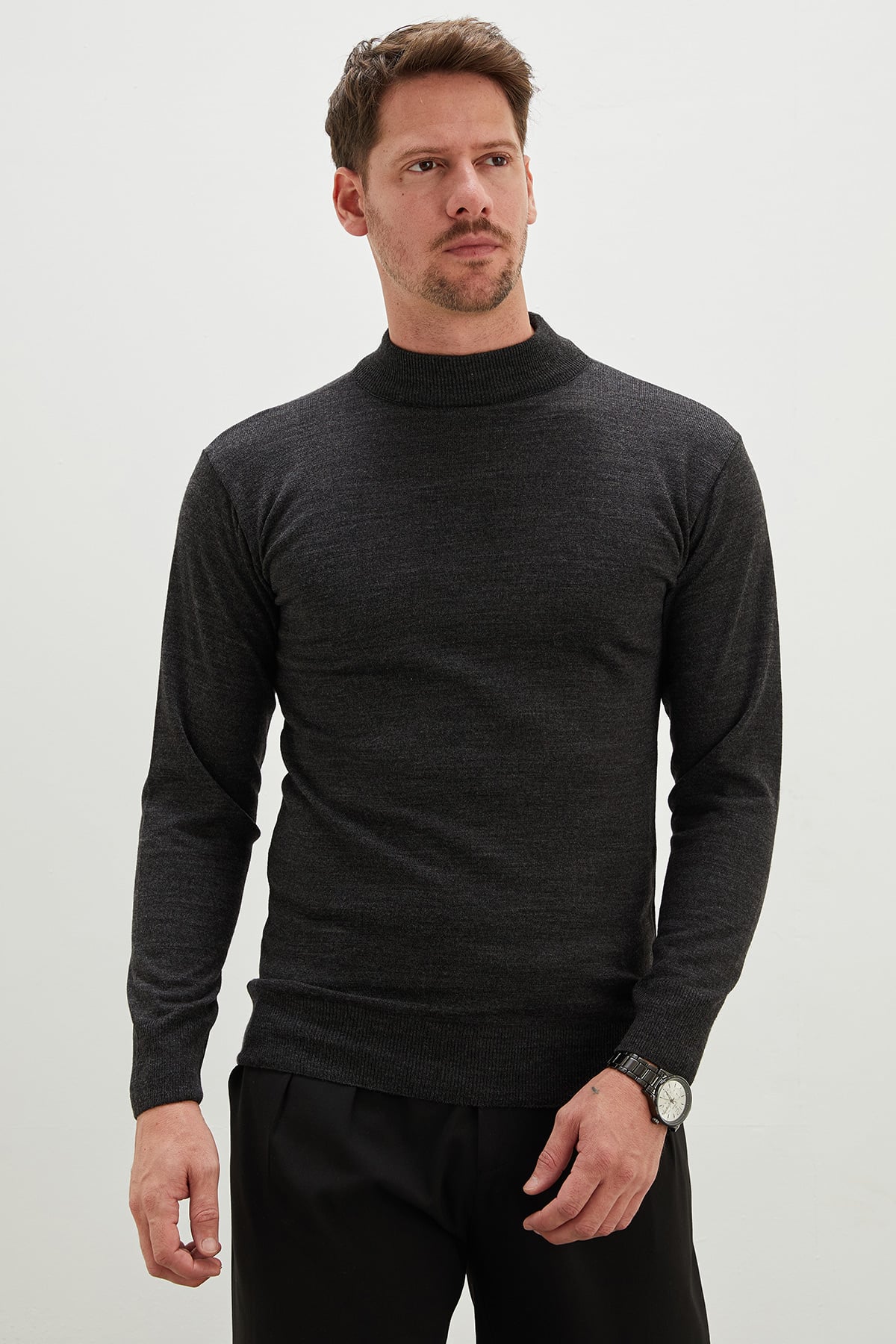 Basic Dik Yaka Regular Fit Triko Kazak 2