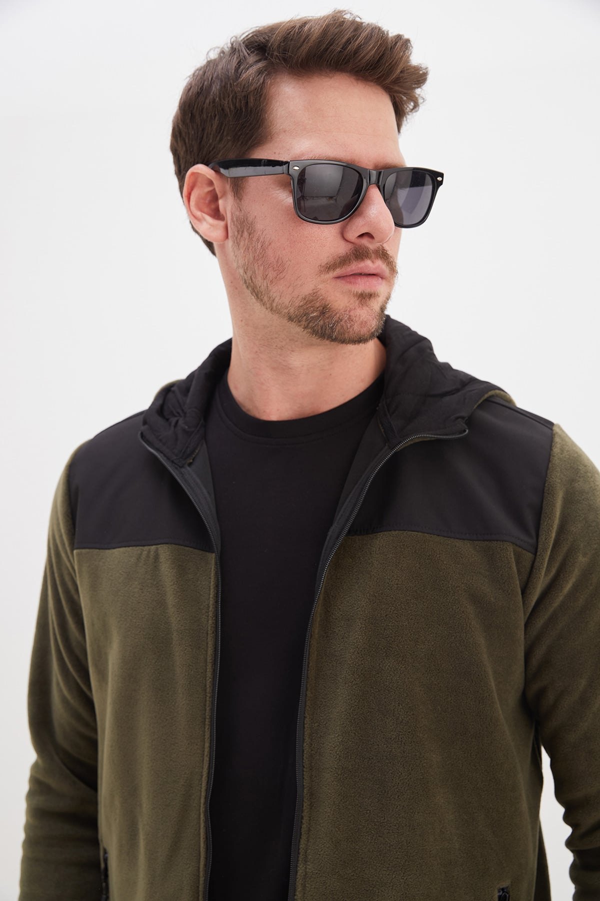 Fermuarlı Kapüşonlu Polar Sweatshirt 5