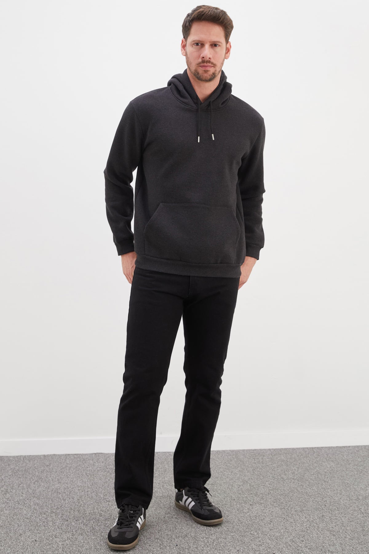 3 İplik Basic Kapüşonlu Kanguru Cepli Sweatshirt 2