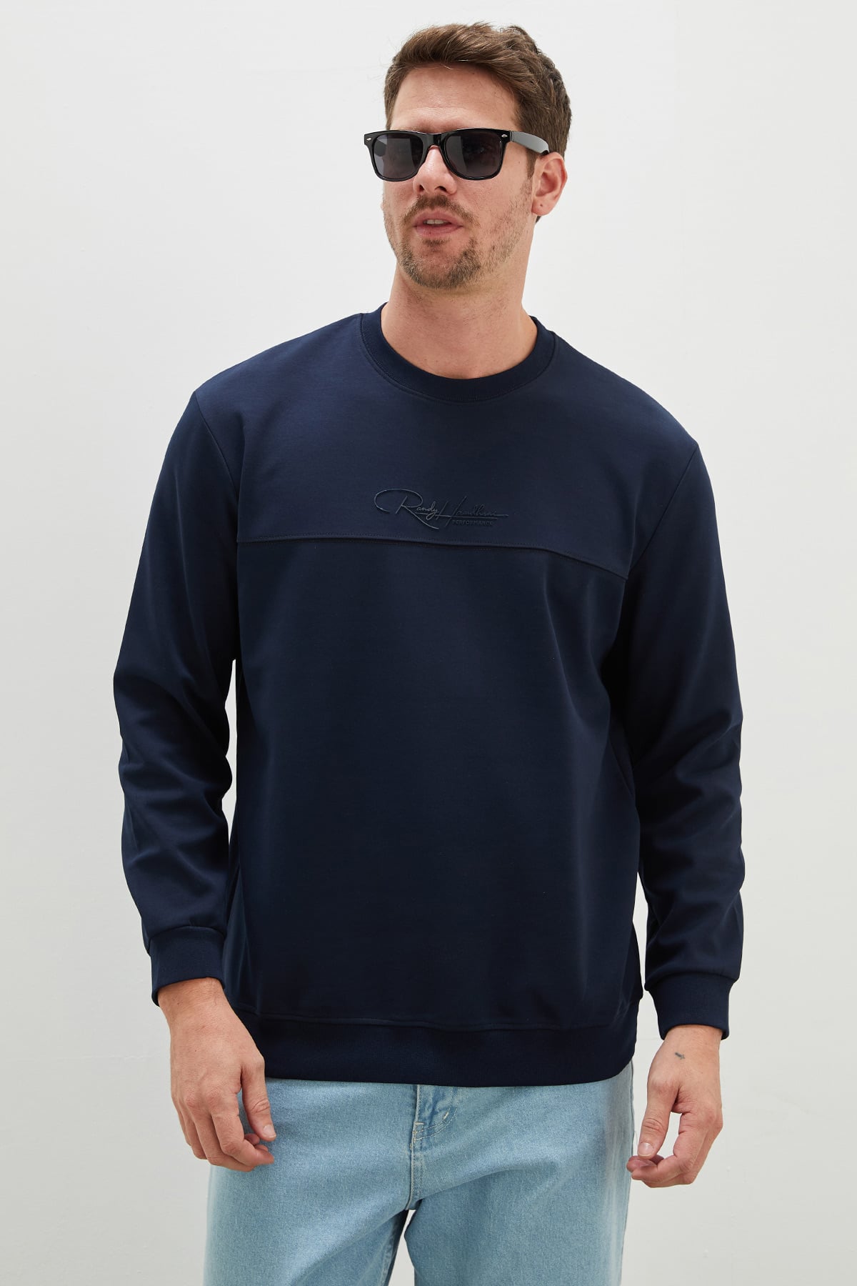 Kabartma Baskılı Çimalı Bisiklet Yaka Sweatshirt 2