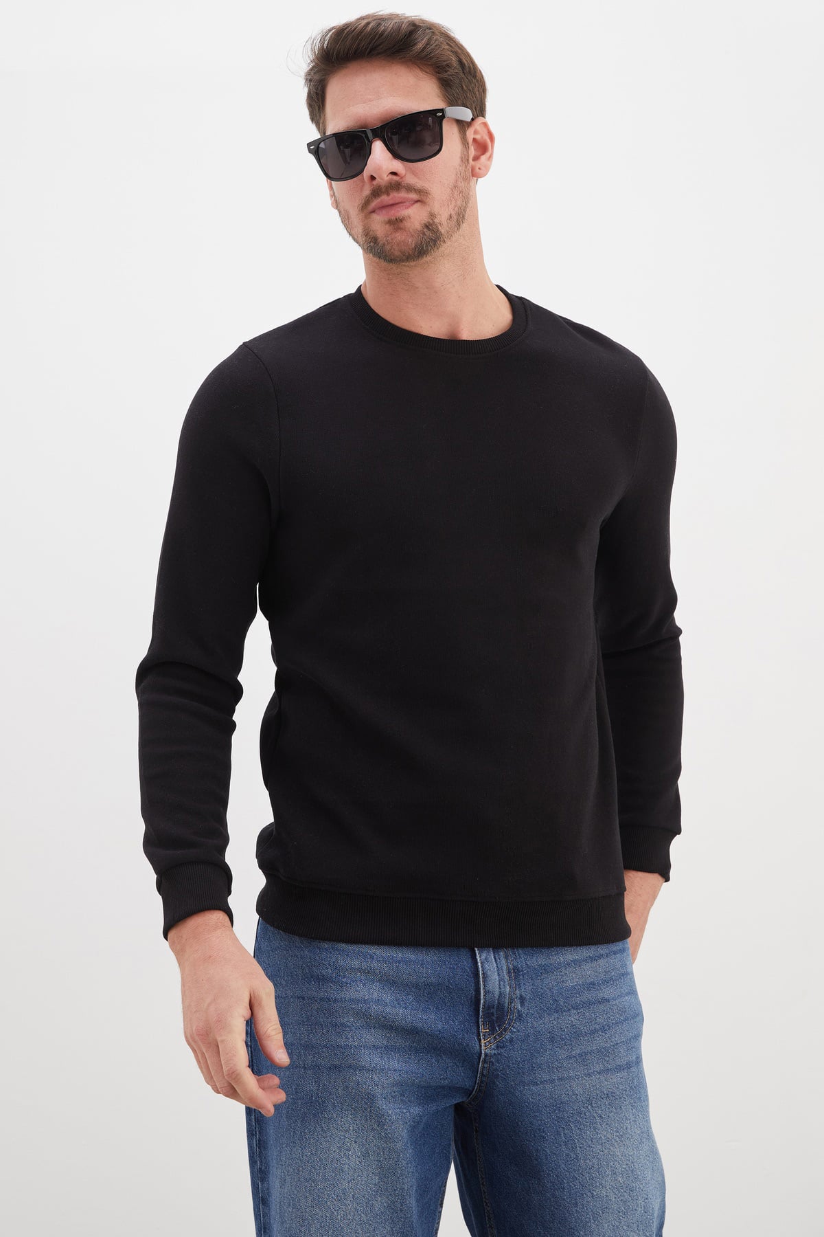Erkek Fitilli Bisiklet Yaka Selanik Örgü Sweatshirt 4