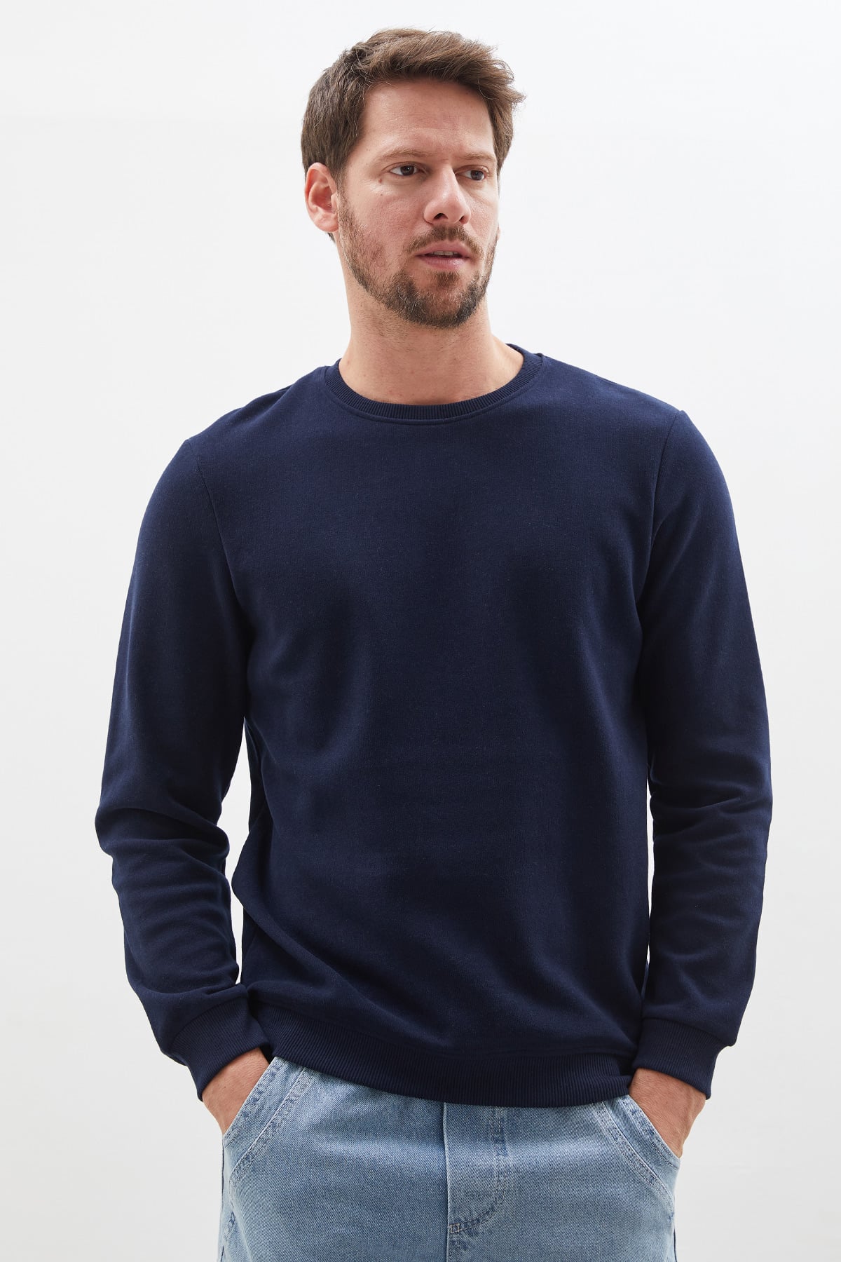 Fitilli Bisiklet Yaka Selanik Örgü Sweatshirt 5