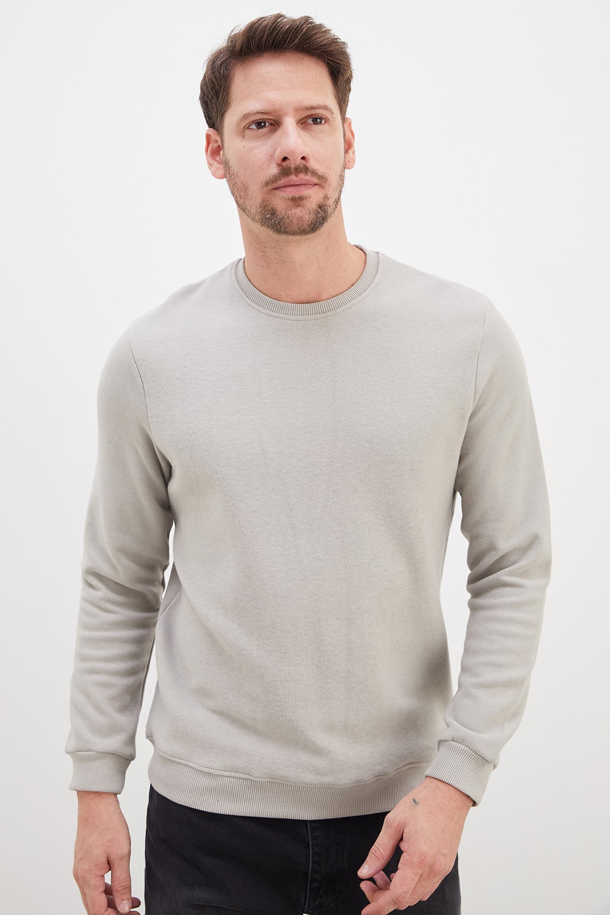 Fitilli Bisiklet Yaka Selanik Örgü Sweatshirt 6