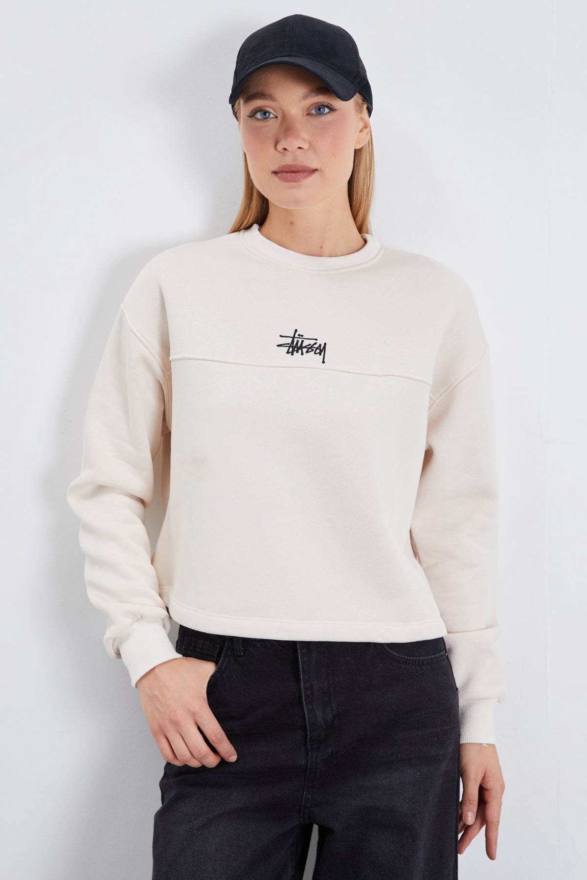3 İplik İmza Nakışlı Stoperli Oversize Sweatshirt 2