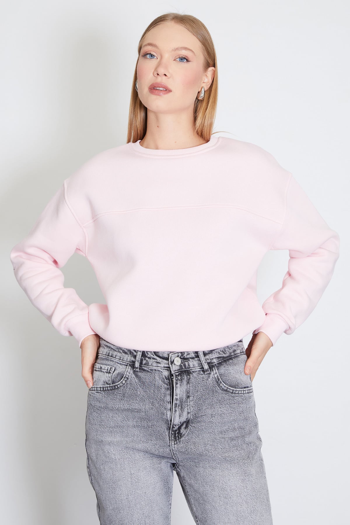 3 İplik Stoperli Oversize Sweatshirt 7