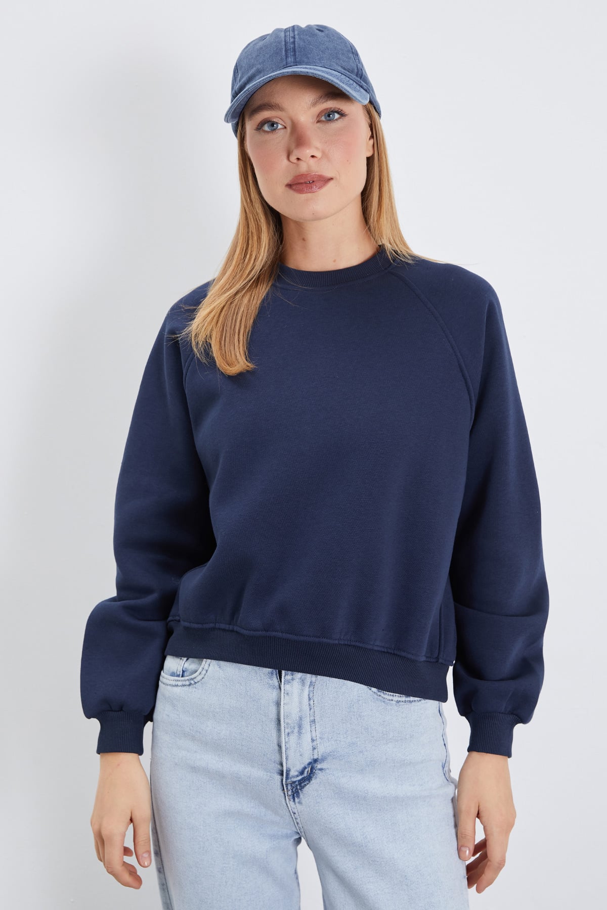 3 İplik Basic Bisiklet Yaka Oversize Sweatshirt 2