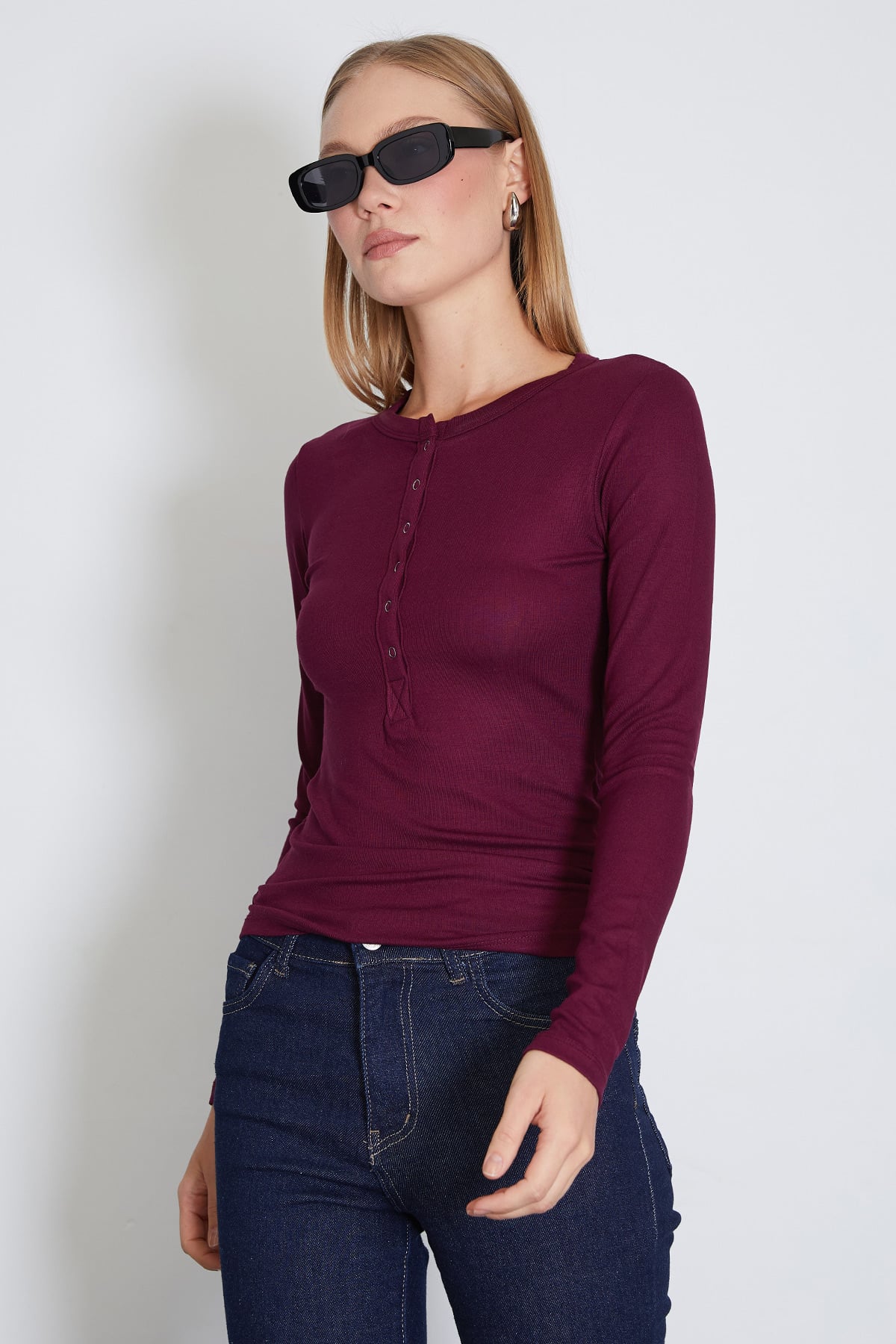 Yarım Çıtçıtlı Slim Fit Bluz 5